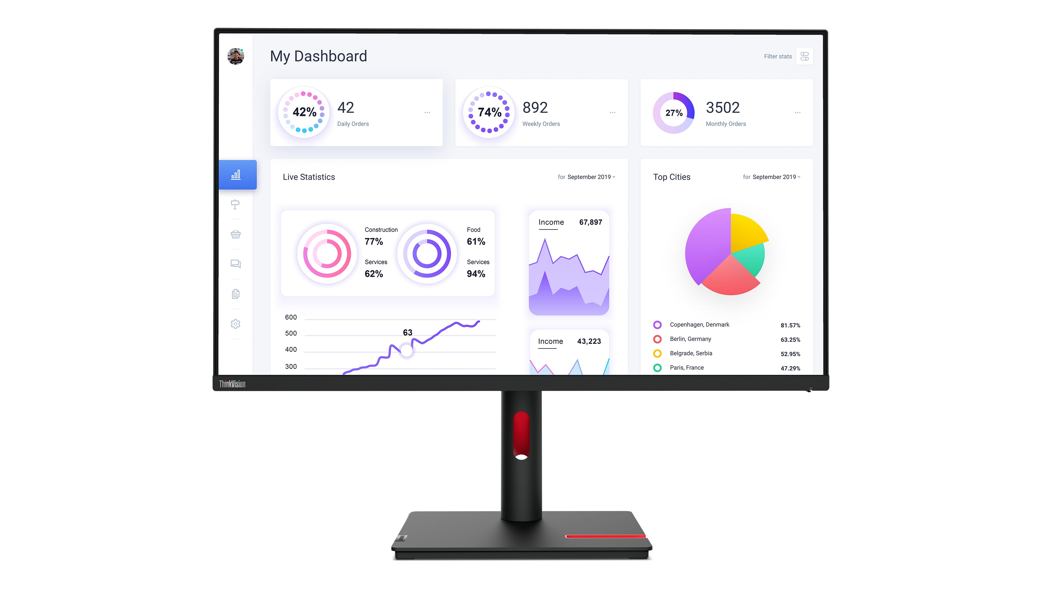 Lenovo ThinkVision T32p-30 LED display 80 cm (31.5") 3840 x 2160 pixels 4K Ultra HD Noir