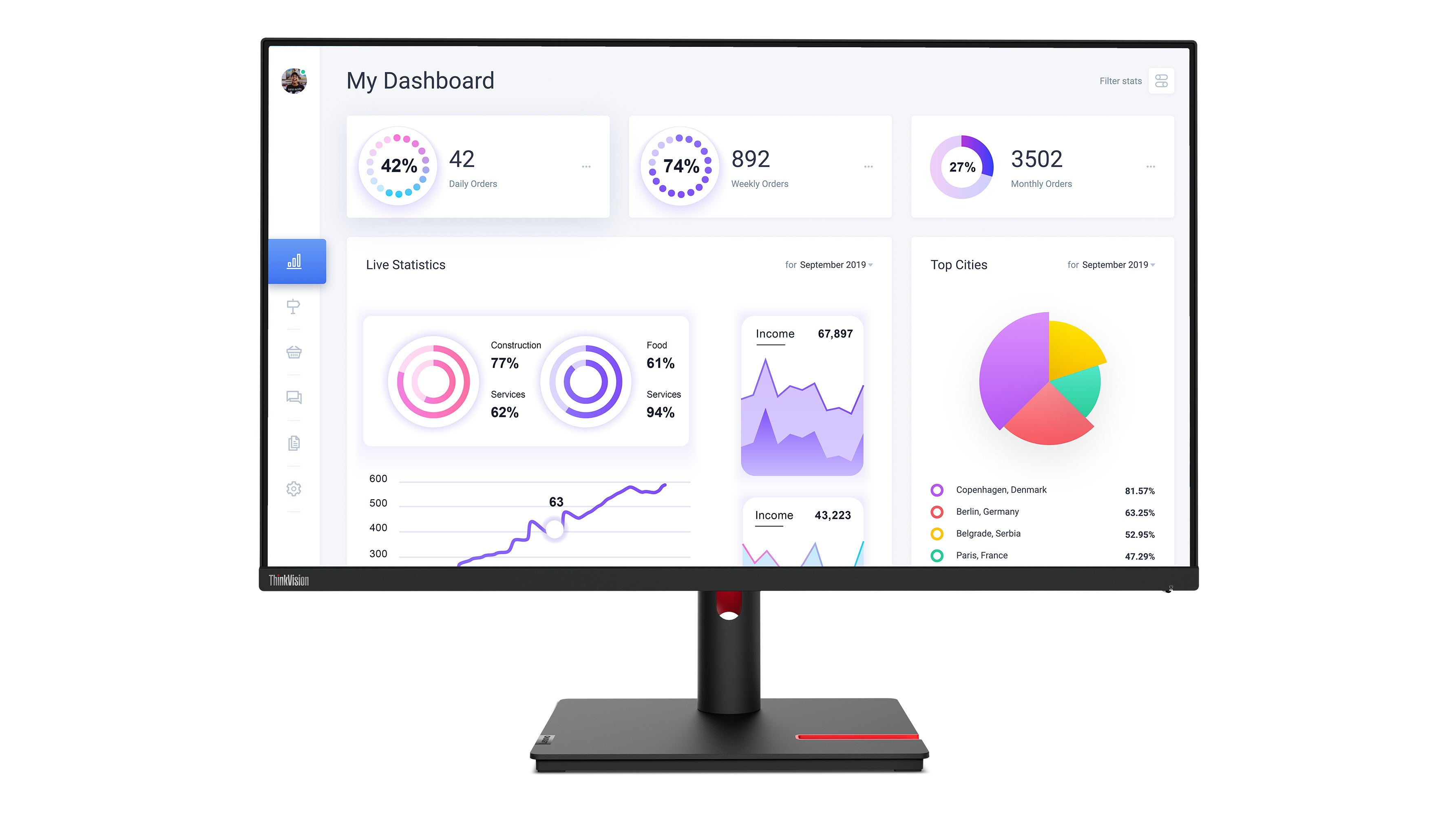 Lenovo ThinkVision T32p-30 LED display 80 cm (31.5") 3840 x 2160 pixels 4K Ultra HD Noir