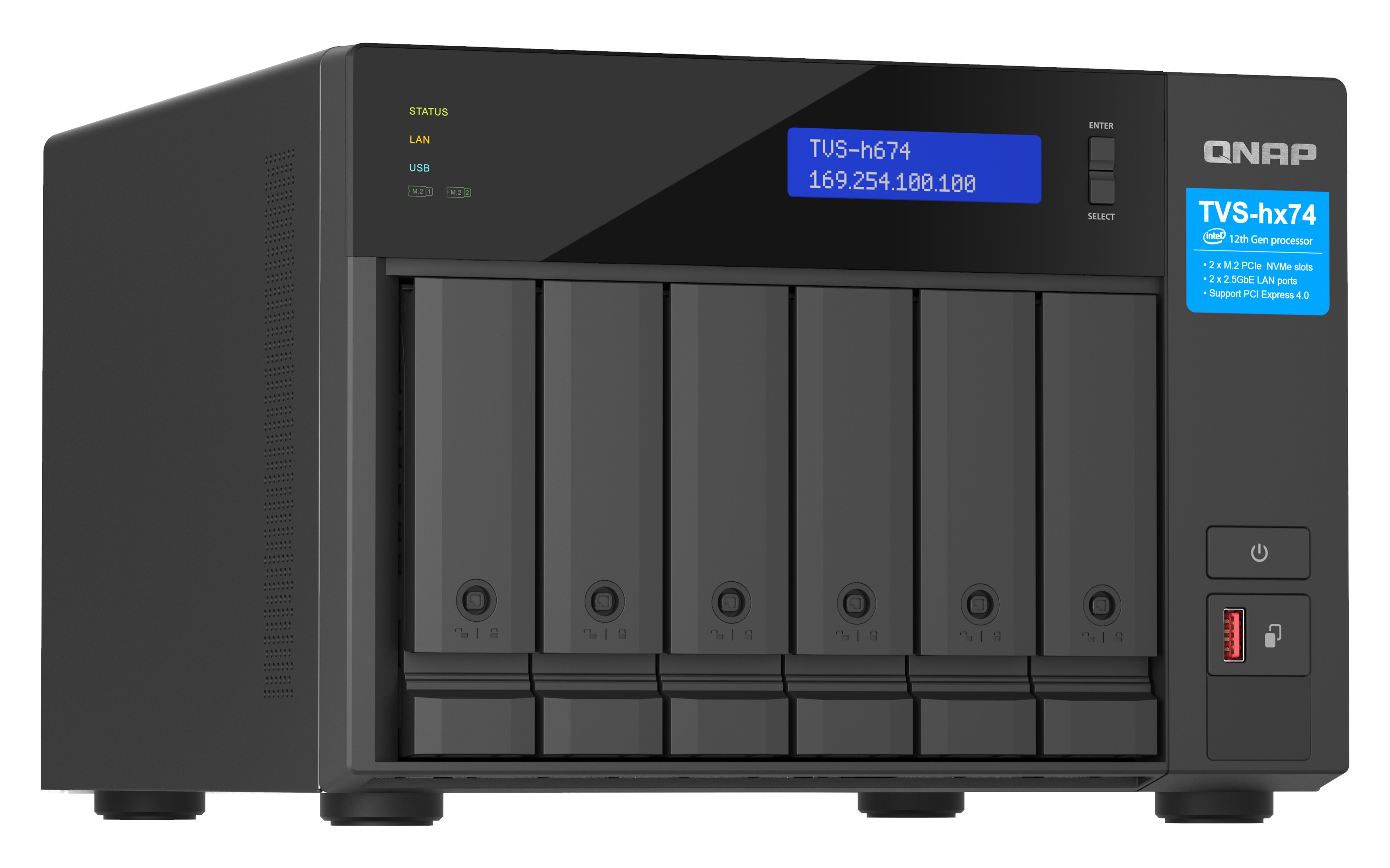 QNAP TVS-H674T-I5-32G serveur de stockage NAS Tower Intel® Core™ i5 i5-12400 32 Go DDR4 HDD QNAP QTS Noir