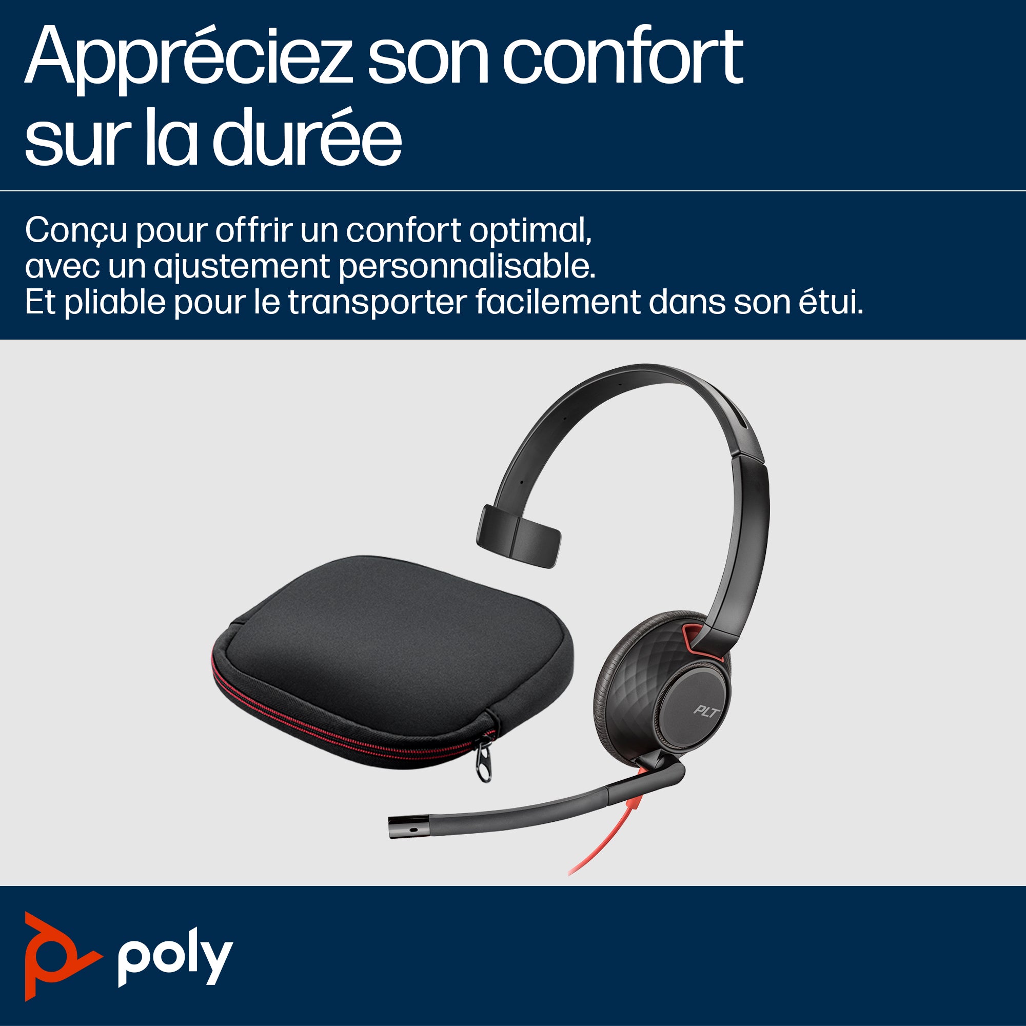 Poly Micro-casque monaural USB-C Blackwire 5210 + prise 3,5 mm + adaptateur USB-C/A
