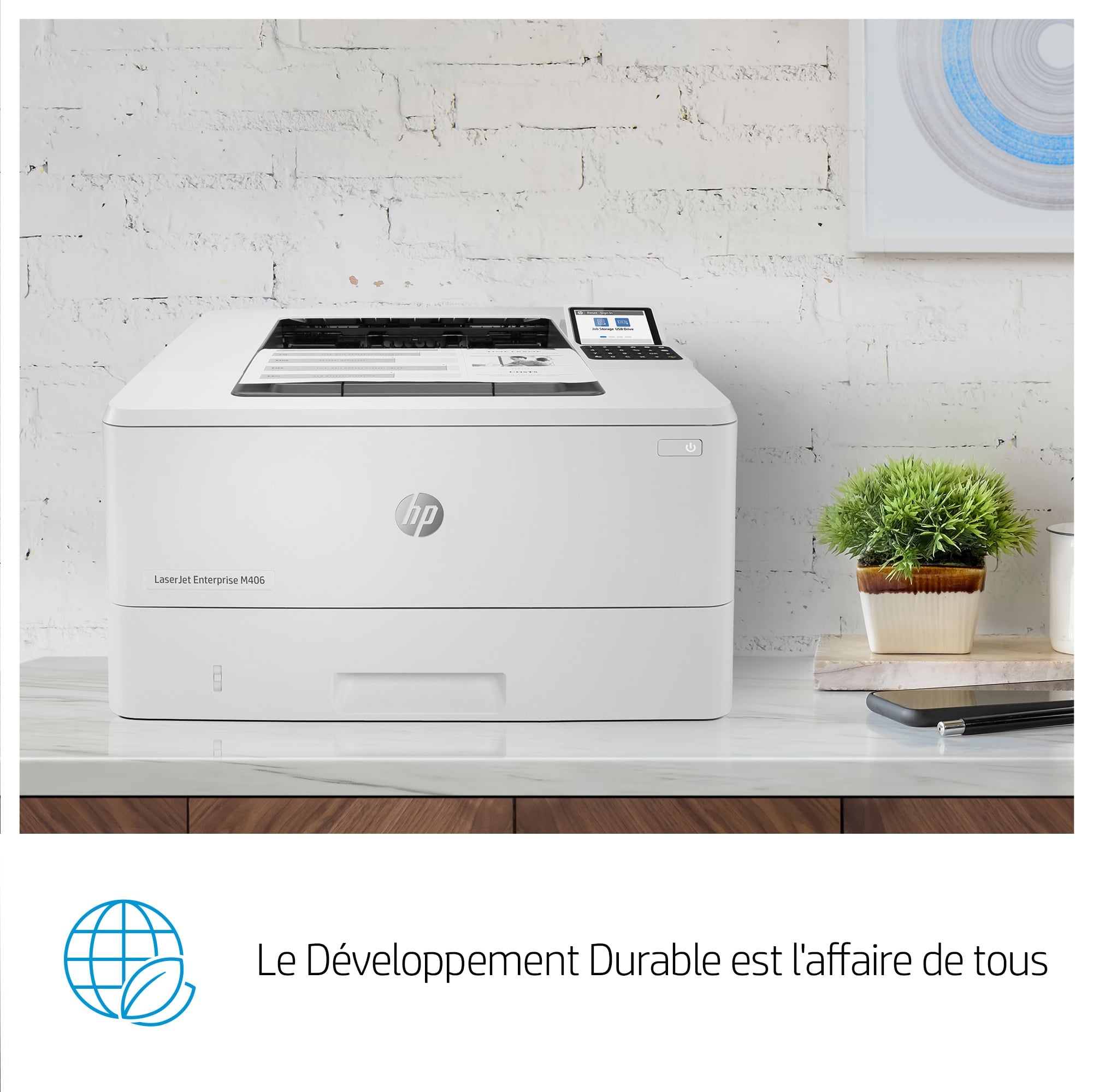 HP LaserJet Enterprise M406dn, Noir et blanc, Imprimante pour Entreprises, Imprimer, Taille compacte; Sécurité renforcée; Impression recto-verso; Éco-énergétique; Impression USB en façade