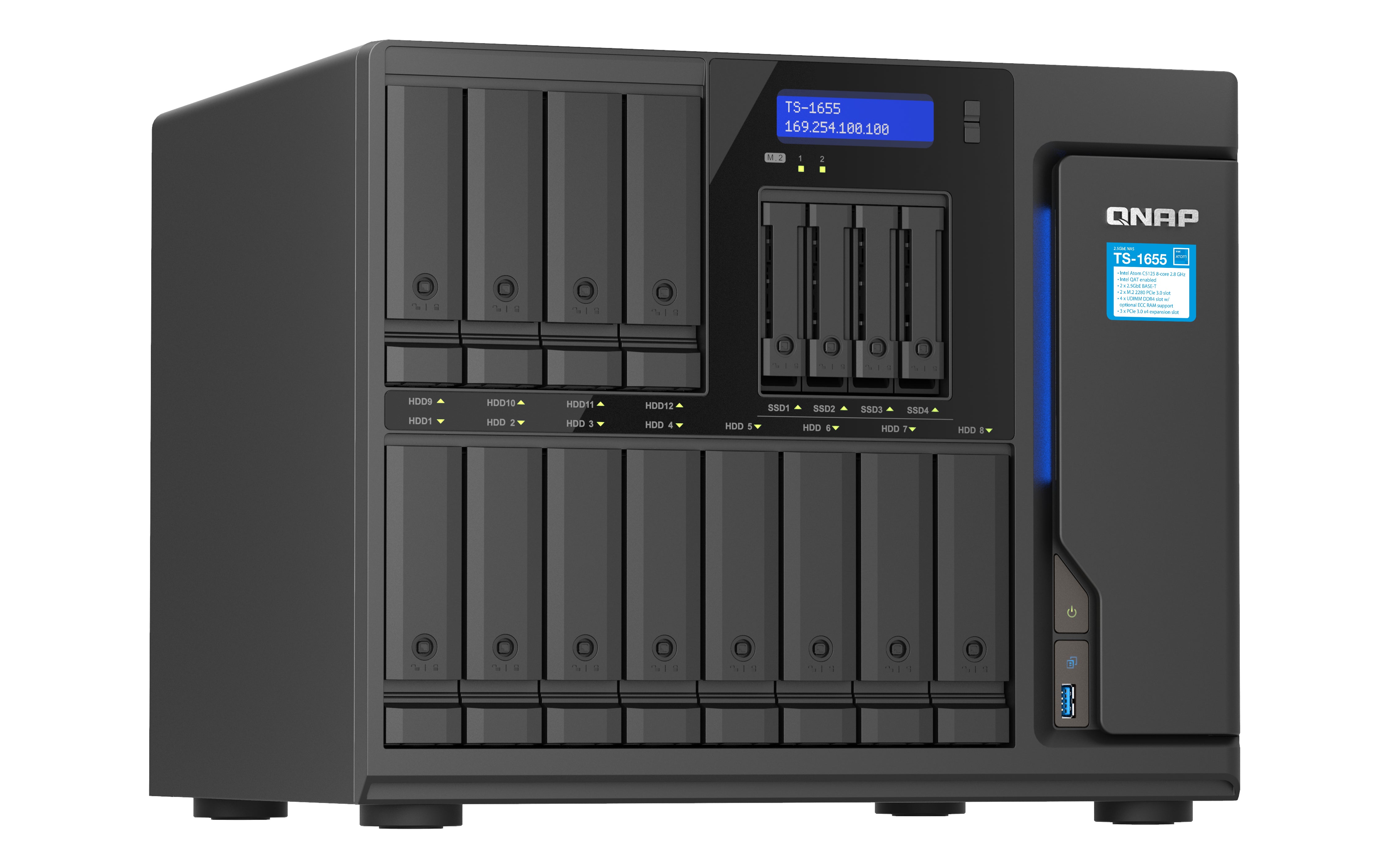 QNAP TS-1655 NAS Tower Intel Atom® C5125 8 Go DDR4 0 To QNAP Turbo System Noir