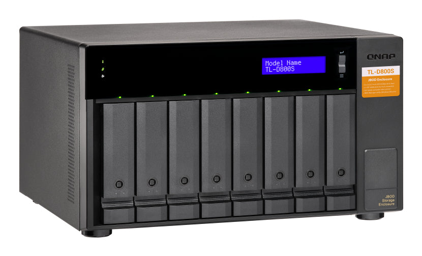 QNAP TL-D800S Boîtier de disques de stockage Boîtier disque dur/SSD Noir, Gris 2.5/3.5"