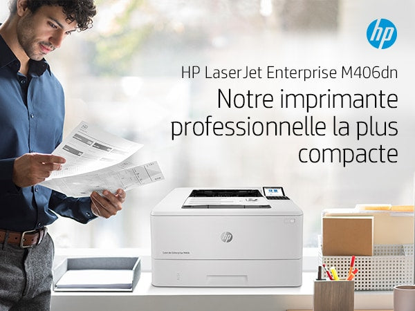 HP LaserJet Enterprise M406dn, Noir et blanc, Imprimante pour Entreprises, Imprimer, Taille compacte; Sécurité renforcée; Impression recto-verso; Éco-énergétique; Impression USB en façade