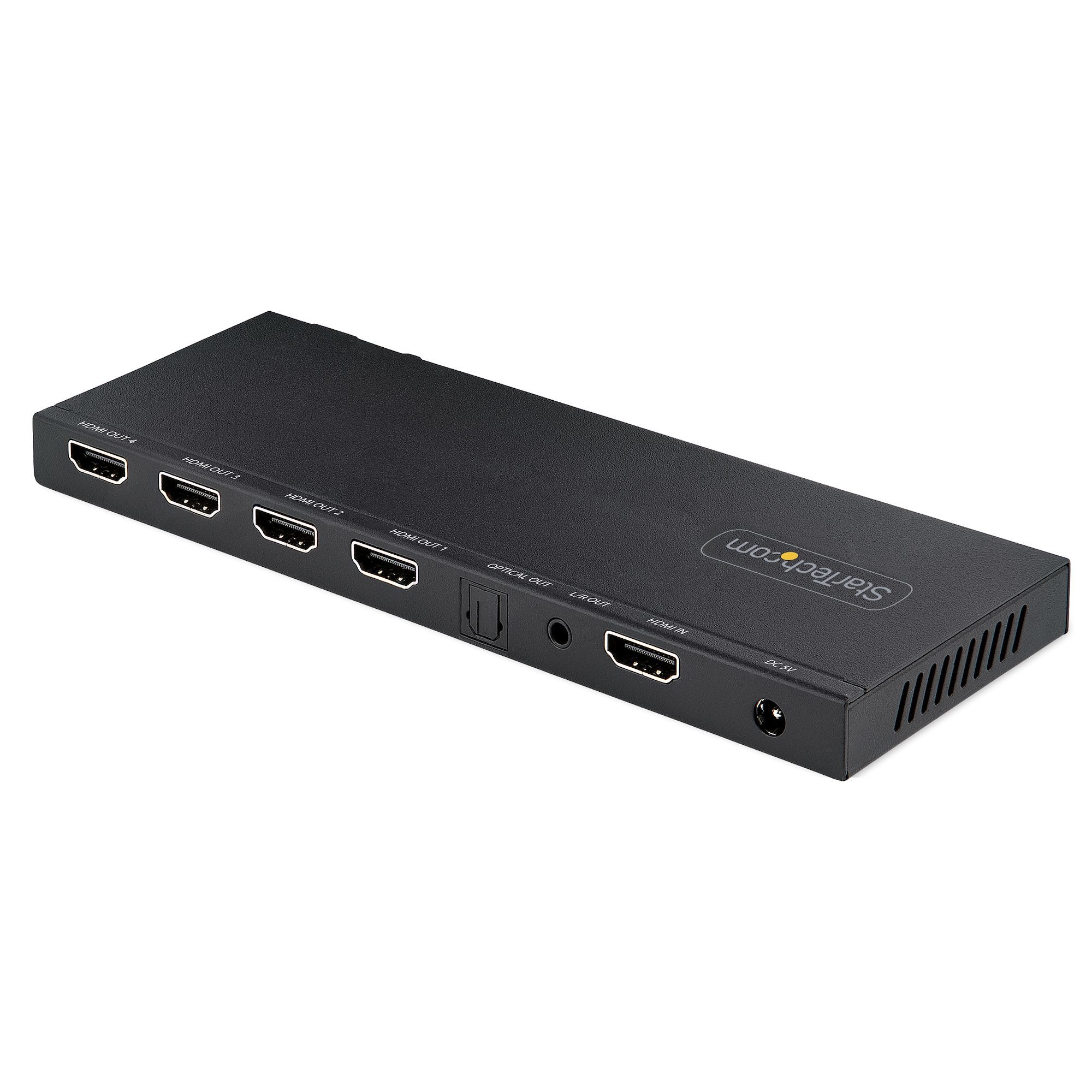 StarTech.com Splitter HDMI 4 Ports - Répartiteur HDMI 4K 60Hz avec Scaler Intégré - Répartiteur HDMI 1 Entrée 4 Sorties - Splitter HDMI 1080p PC - Port Optique 3.5mm