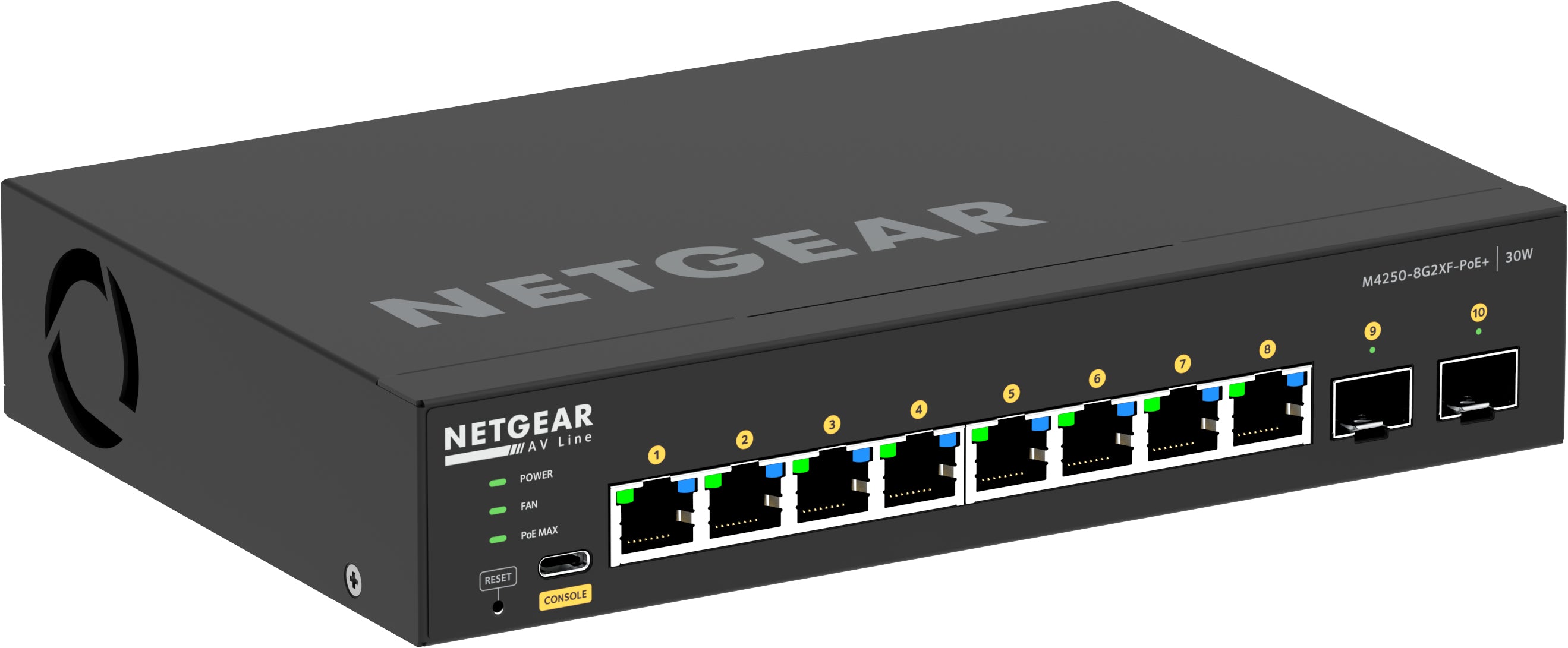 NETGEAR GSM4210PX-100EUS commutateur réseau Géré L2/L3 Gigabit Ethernet (10/100/1000) Connexion Ethernet, supportant l'alimentation via ce port (PoE) Noir