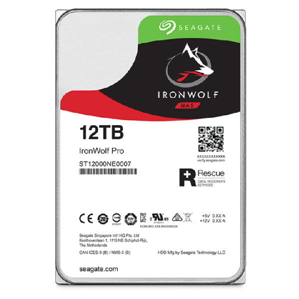 Seagate IronWolf Pro ST12000NT001 disque dur 12 To 7200 tr/min 256 Mo 3.5" Série ATA III