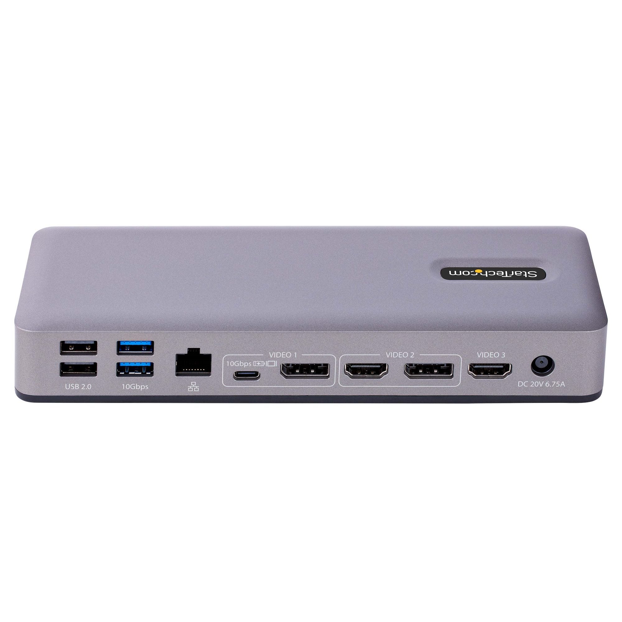 StarTech.com Station d'Accueil USB-C - Hub USB-C Multi-Moniteur HDMI/DP/DP Alt Mode - 3x 4K30 / 2x 4K60 - Dock USB 7 ports - 60W Power Delivery 3.0 - GbE - 3.5 Audio - Station d'Accueil Universelle