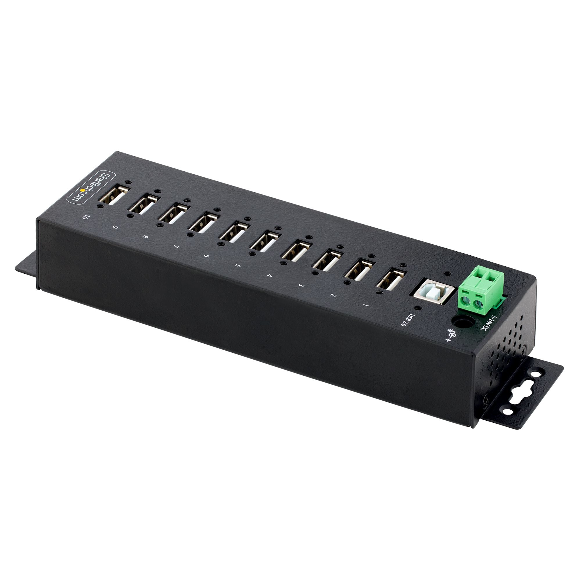 StarTech.com Hub USB 2.0 10 ports Industriel - Hub USB Robuste avec Protection ESD Niveau 4 - Hub USB-A Montable sur Mur/Bureau - Hub d'Extension USB avec ports Verrouillables - Hub USB Type-A - Concentrateur USB