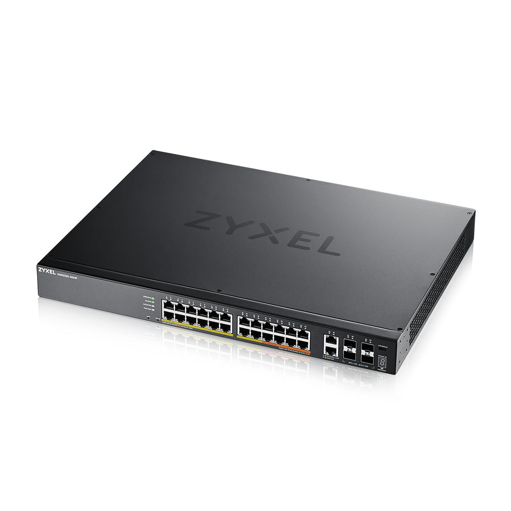 Zyxel XGS2220-30HP Géré L3 Gigabit Ethernet (10/100/1000) Connexion Ethernet, supportant l'alimentation via ce port (PoE) Noir