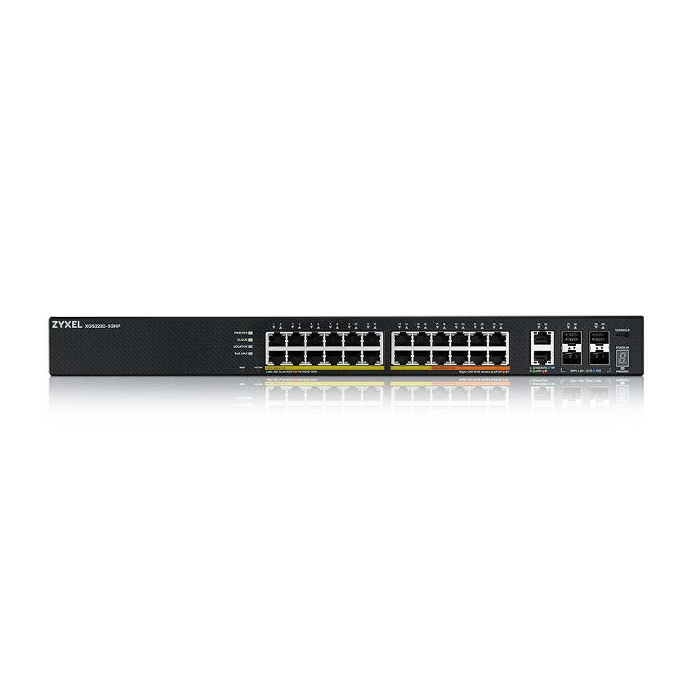 Zyxel XGS2220-30HP Géré L3 Gigabit Ethernet (10/100/1000) Connexion Ethernet, supportant l'alimentation via ce port (PoE) Noir