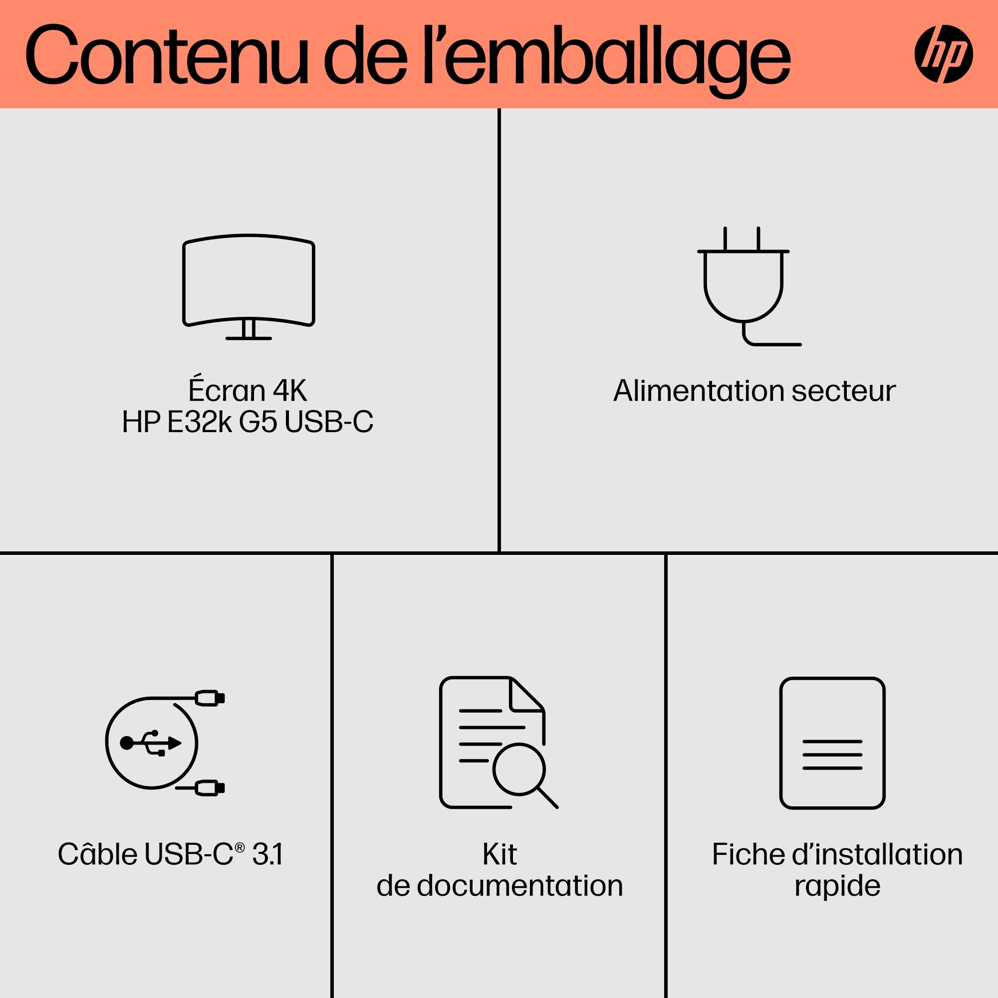 HP Écran USB-C 4K E32k G5