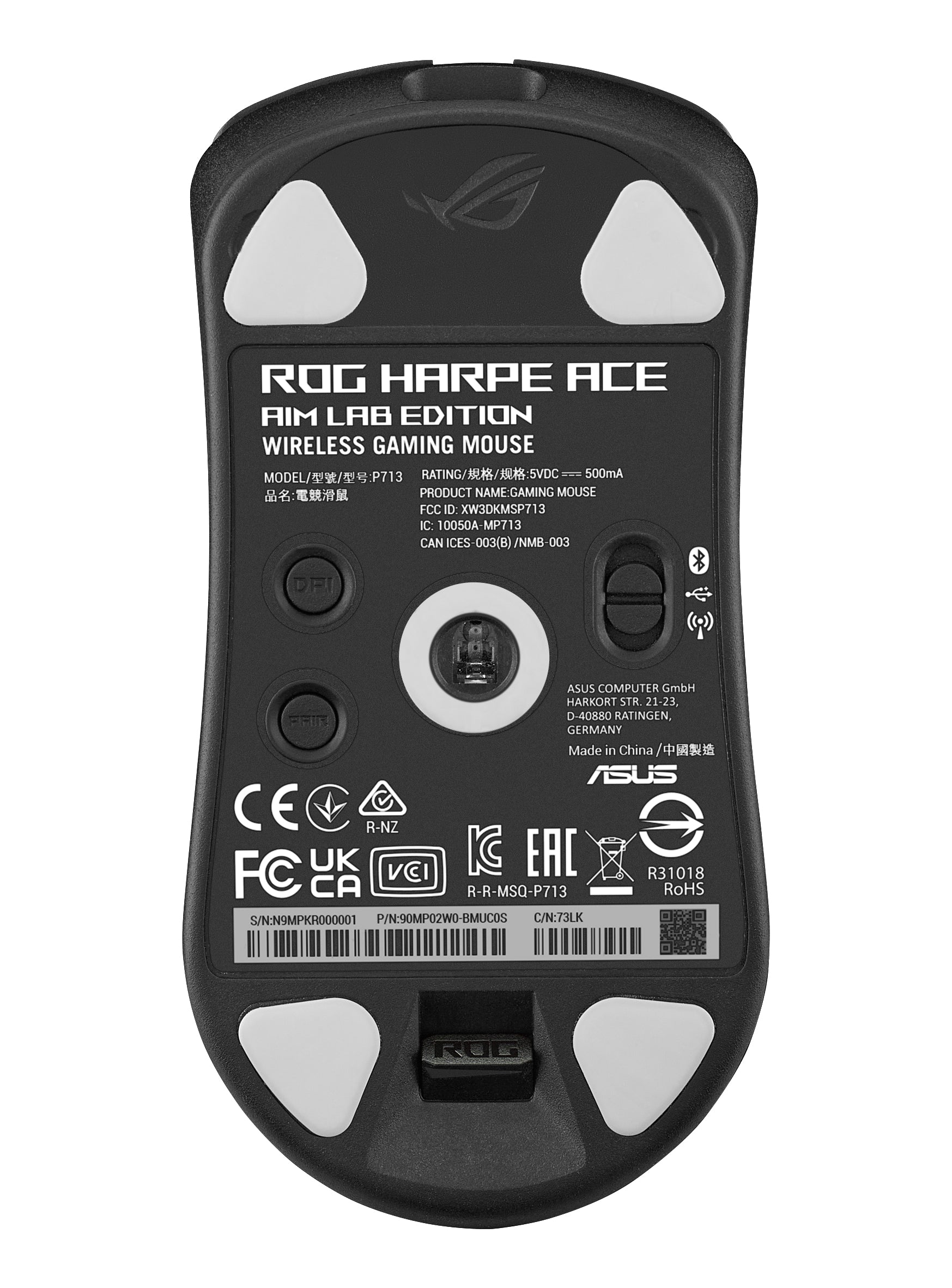 ASUS ROG Harpe Ace Aim Lab Edition souris Jouer Ambidextre RF Wireless + Bluetooth + USB Type-A Optique 36000 DPI