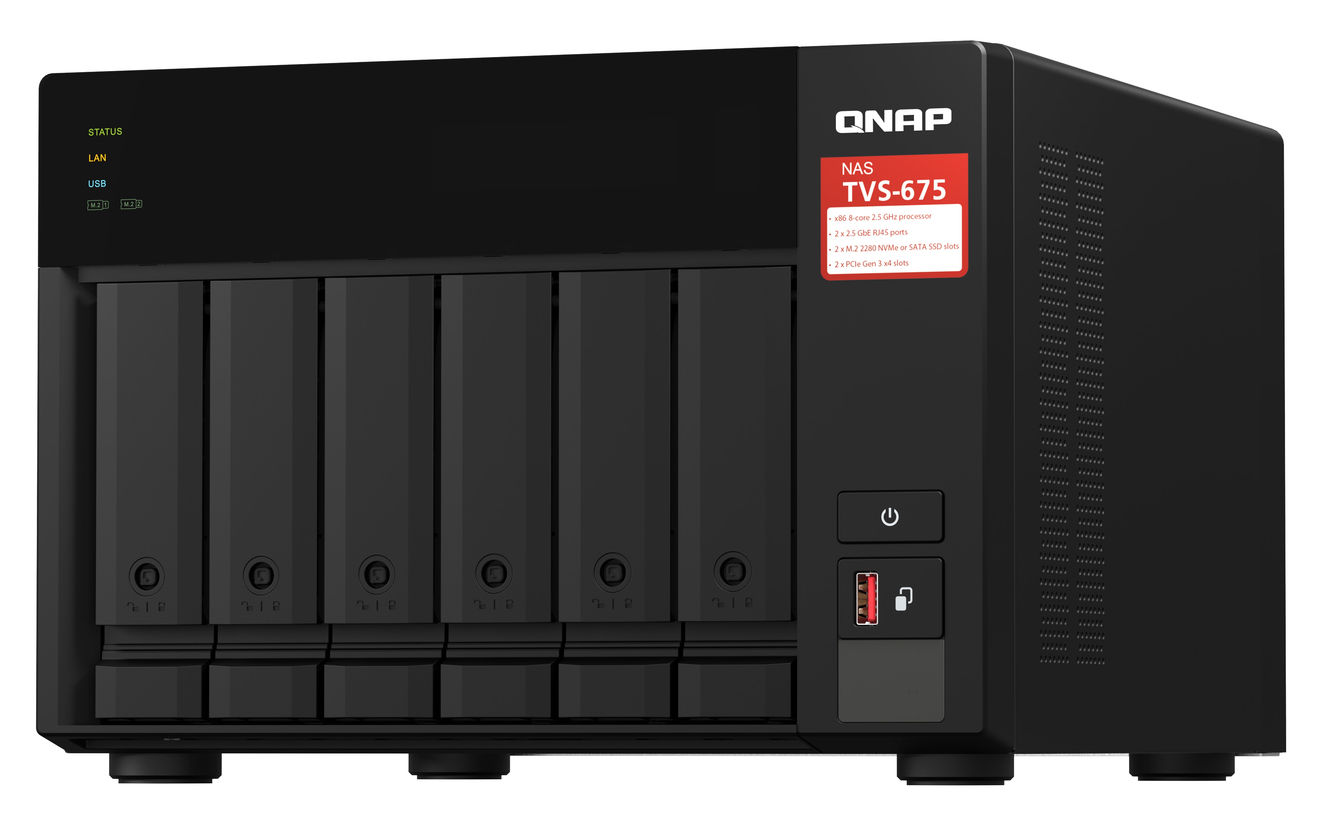 QNAP TVS-675 NAS Tower ZhaoXin KaiXian KX-6000 KX-U6580 8 Go DDR4 0 To QuTS hero Noir