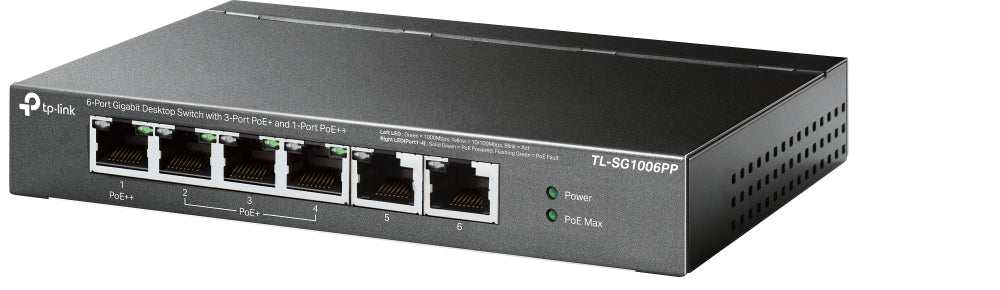 TP-Link TL-SG1006PP commutateur réseau Non-géré Gigabit Ethernet (10/100/1000) Connexion Ethernet, supportant l'alimentation via ce port (PoE) Gris