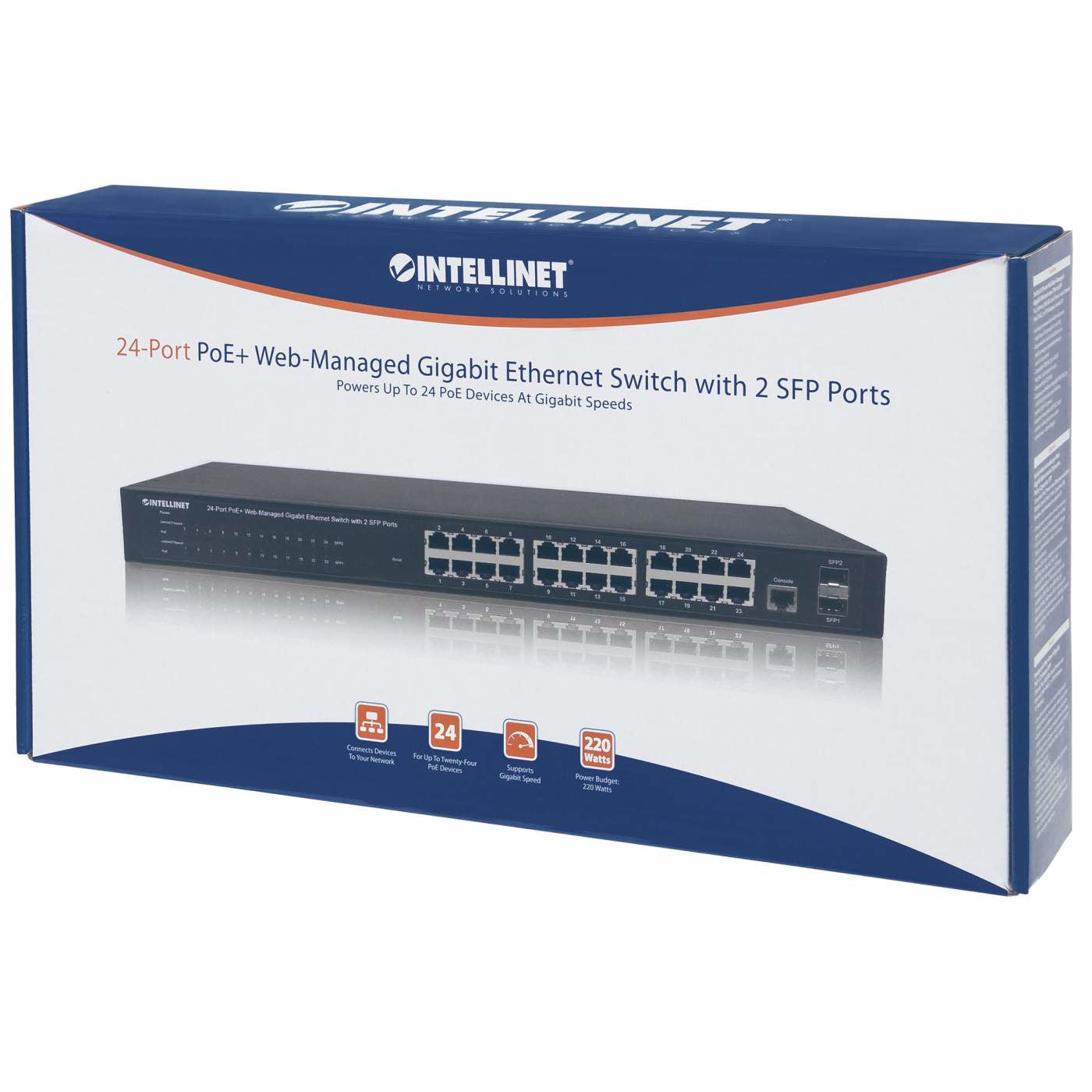 Intellinet 560559 commutateur réseau Géré Gigabit Ethernet (10/100/1000) Connexion Ethernet, supportant l'alimentation via ce port (PoE) Noir