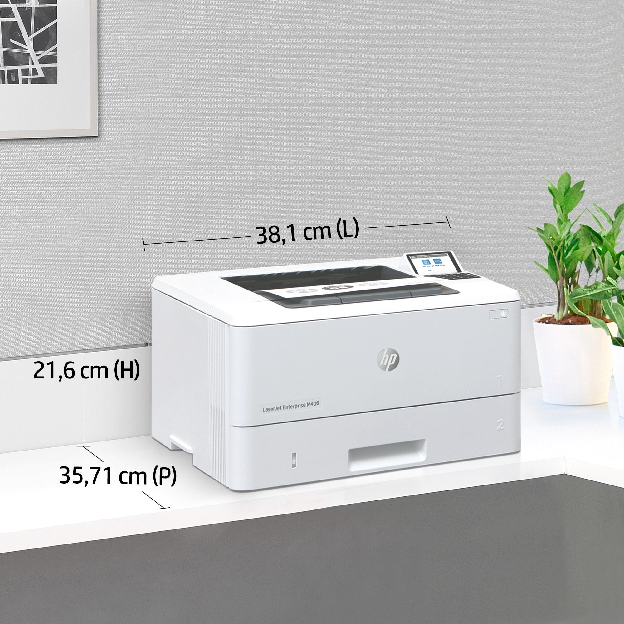 HP LaserJet Enterprise M406dn, Noir et blanc, Imprimante pour Entreprises, Imprimer, Taille compacte; Sécurité renforcée; Impression recto-verso; Éco-énergétique; Impression USB en façade