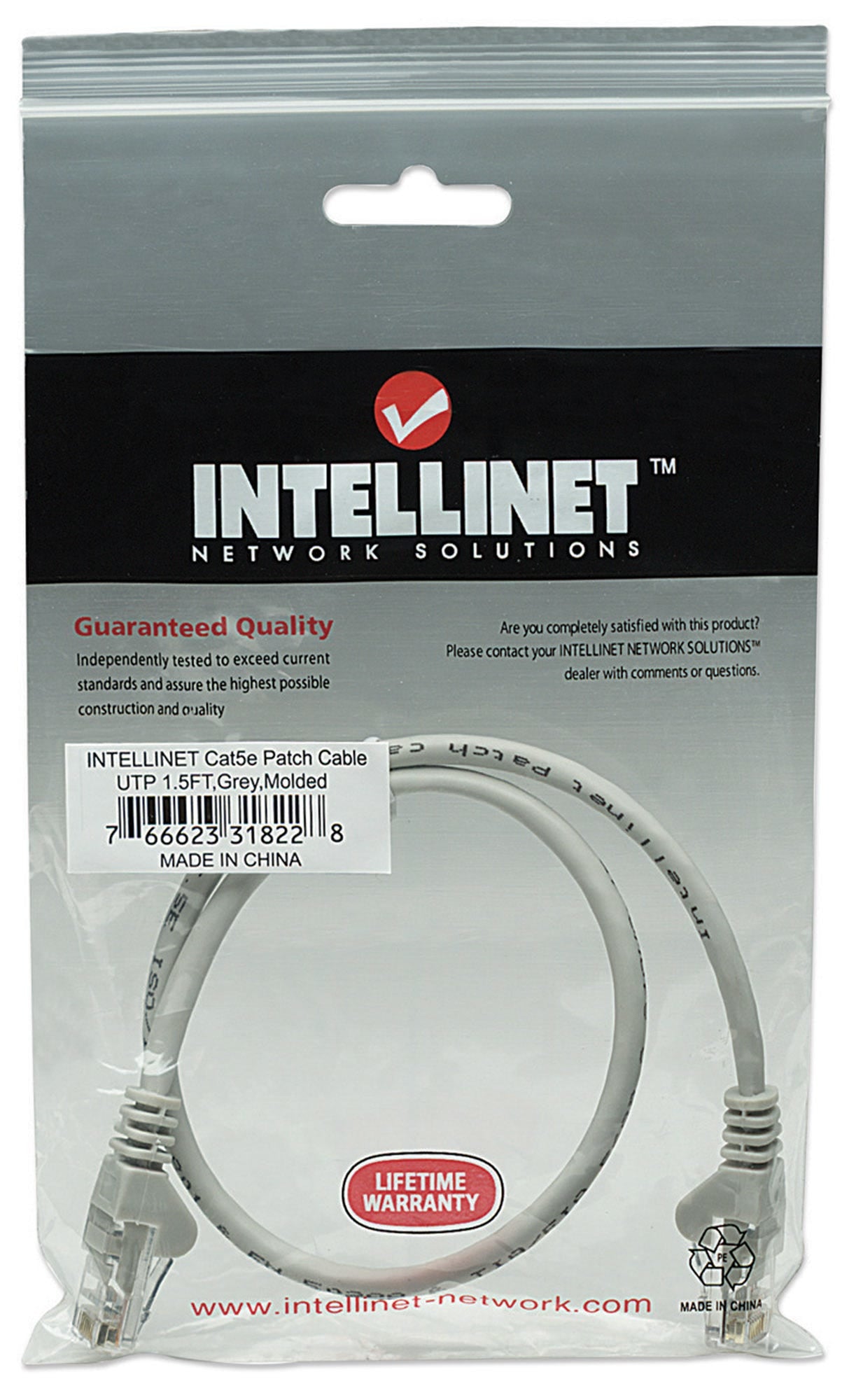 Intellinet Cat5e, 0.45m câble de réseau Gris 0,5 m U/UTP (UTP)