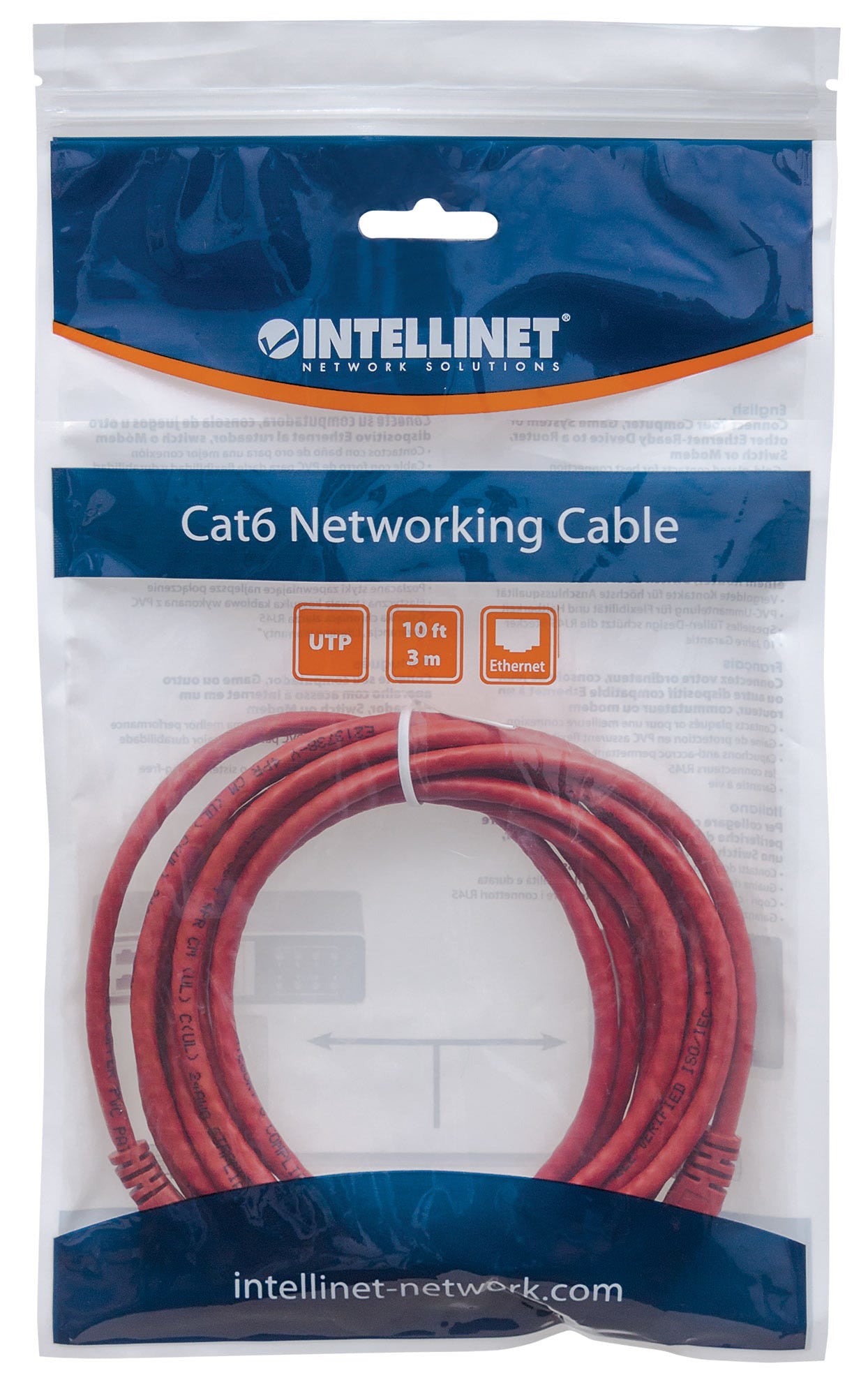 Intellinet Cat5e UTP, 3m câble de réseau Rouge U/UTP (UTP)