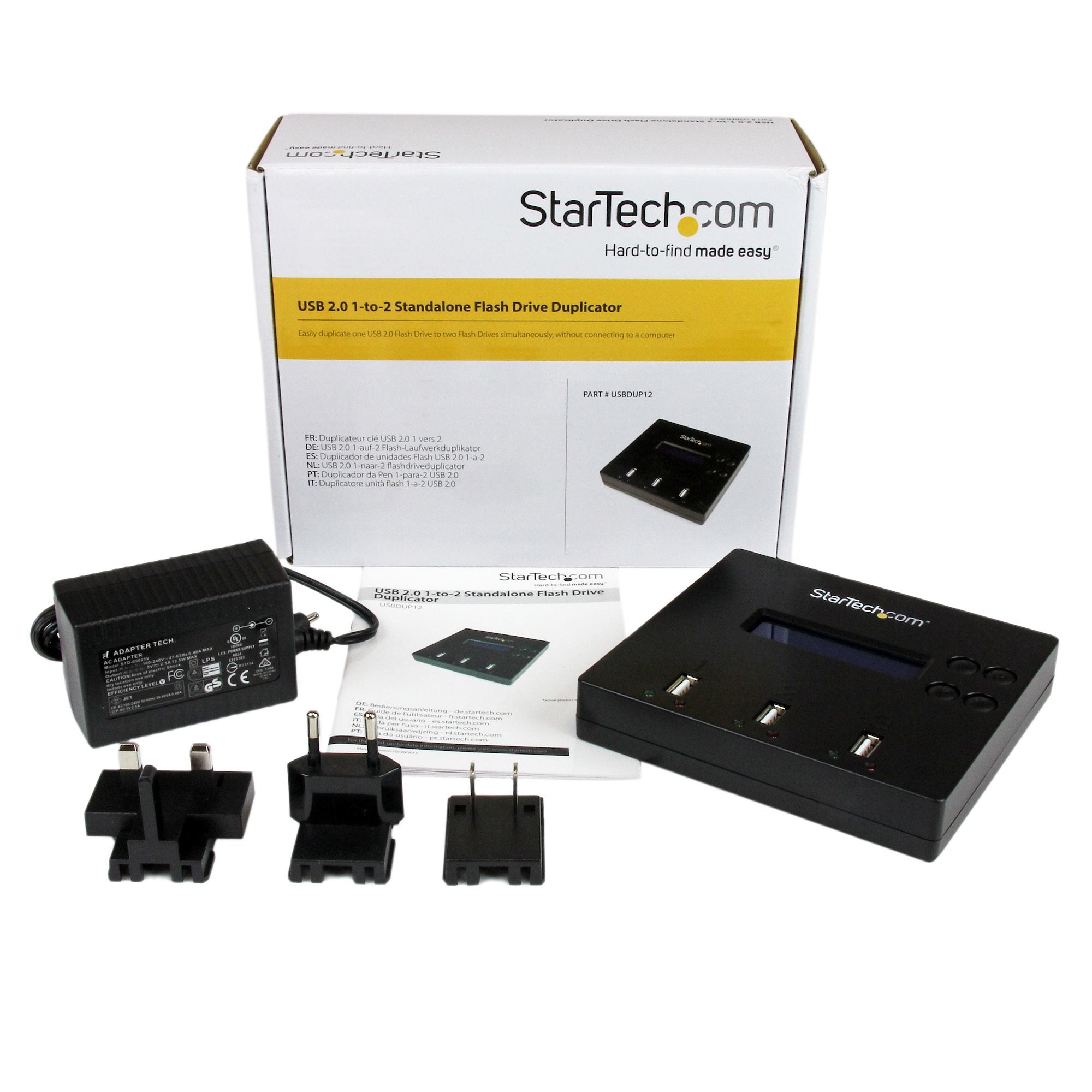 StarTech.com Duplicateur et Effaceur Autonome de 1 à 2 clés USB, Copieur de Plusieurs Clés USB, Copie Système et Fichier et Secteur par Secteur, 1,5 Go/min, Effacement en 3 Passes, Affichage LCD