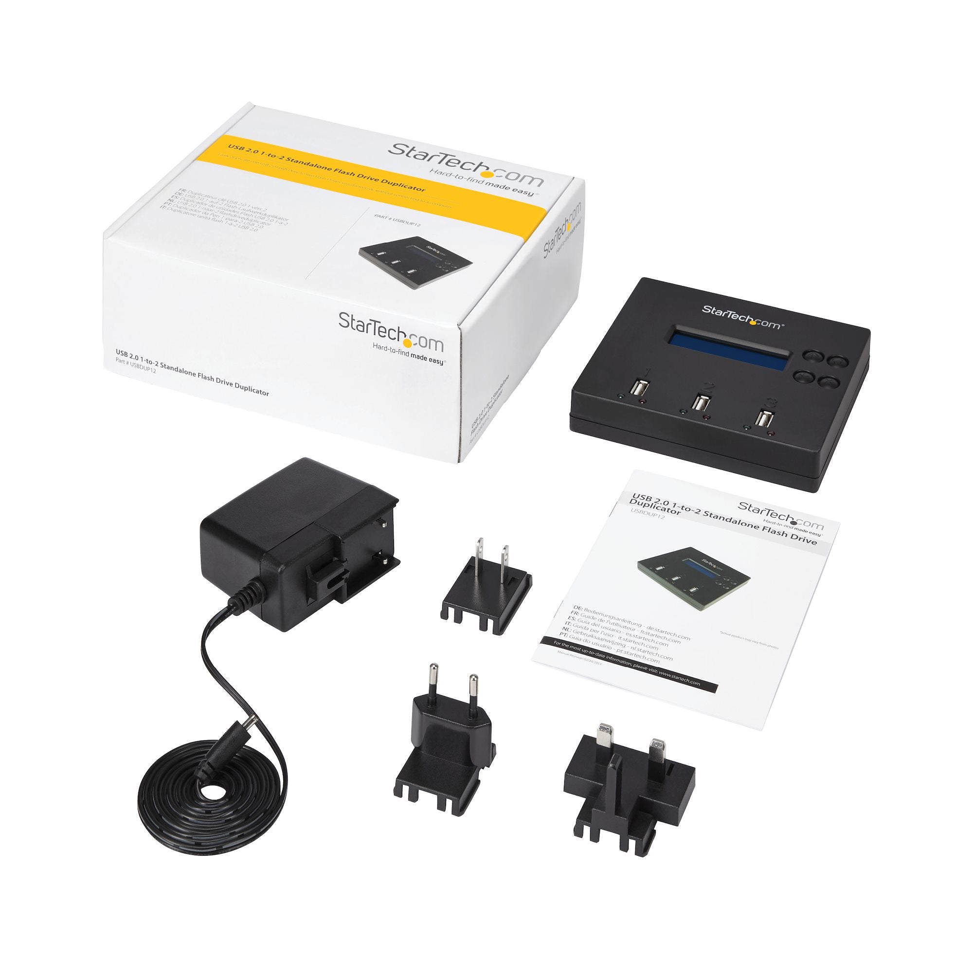 StarTech.com Duplicateur et Effaceur Autonome de 1 à 2 clés USB, Copieur de Plusieurs Clés USB, Copie Système et Fichier et Secteur par Secteur, 1,5 Go/min, Effacement en 3 Passes, Affichage LCD