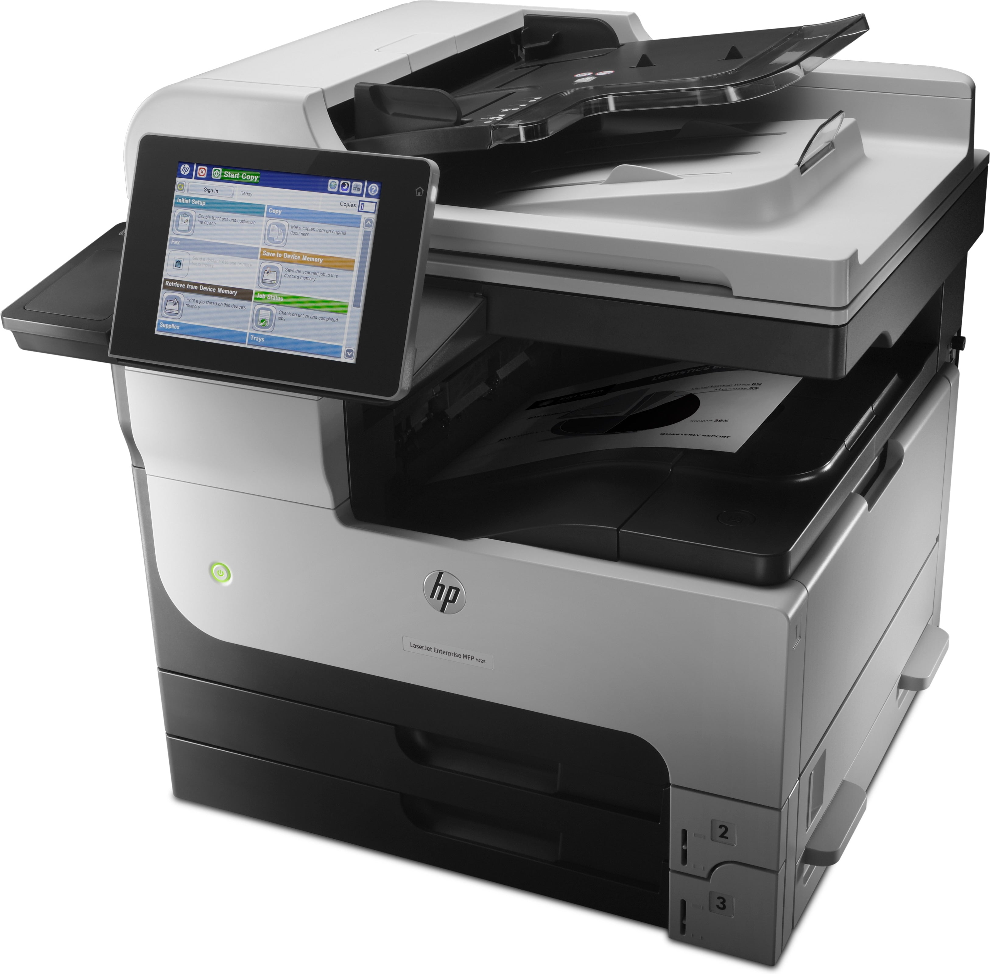 HP LaserJet Enterprise Imprimante multifonction MFP M725dn, Noir et blanc, Imprimante pour Entreprises, Impression, copie, numérisation, ADF de 100 pages; Impression USB en façade; Numérisation vers e-mail/PDF; Impression recto-verso