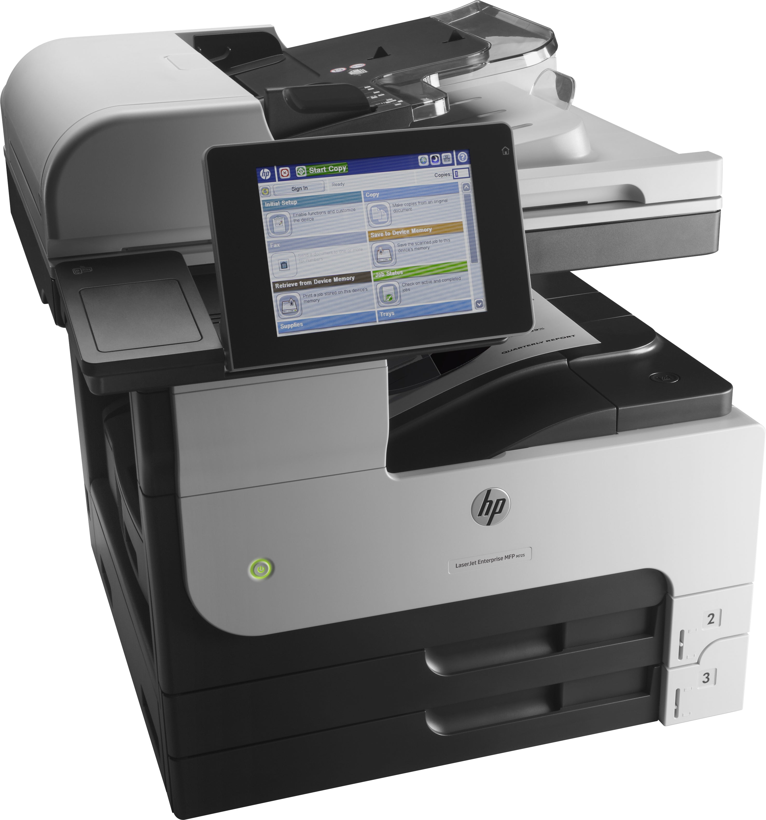 HP LaserJet Enterprise Imprimante multifonction MFP M725dn, Noir et blanc, Imprimante pour Entreprises, Impression, copie, numérisation, ADF de 100 pages; Impression USB en façade; Numérisation vers e-mail/PDF; Impression recto-verso