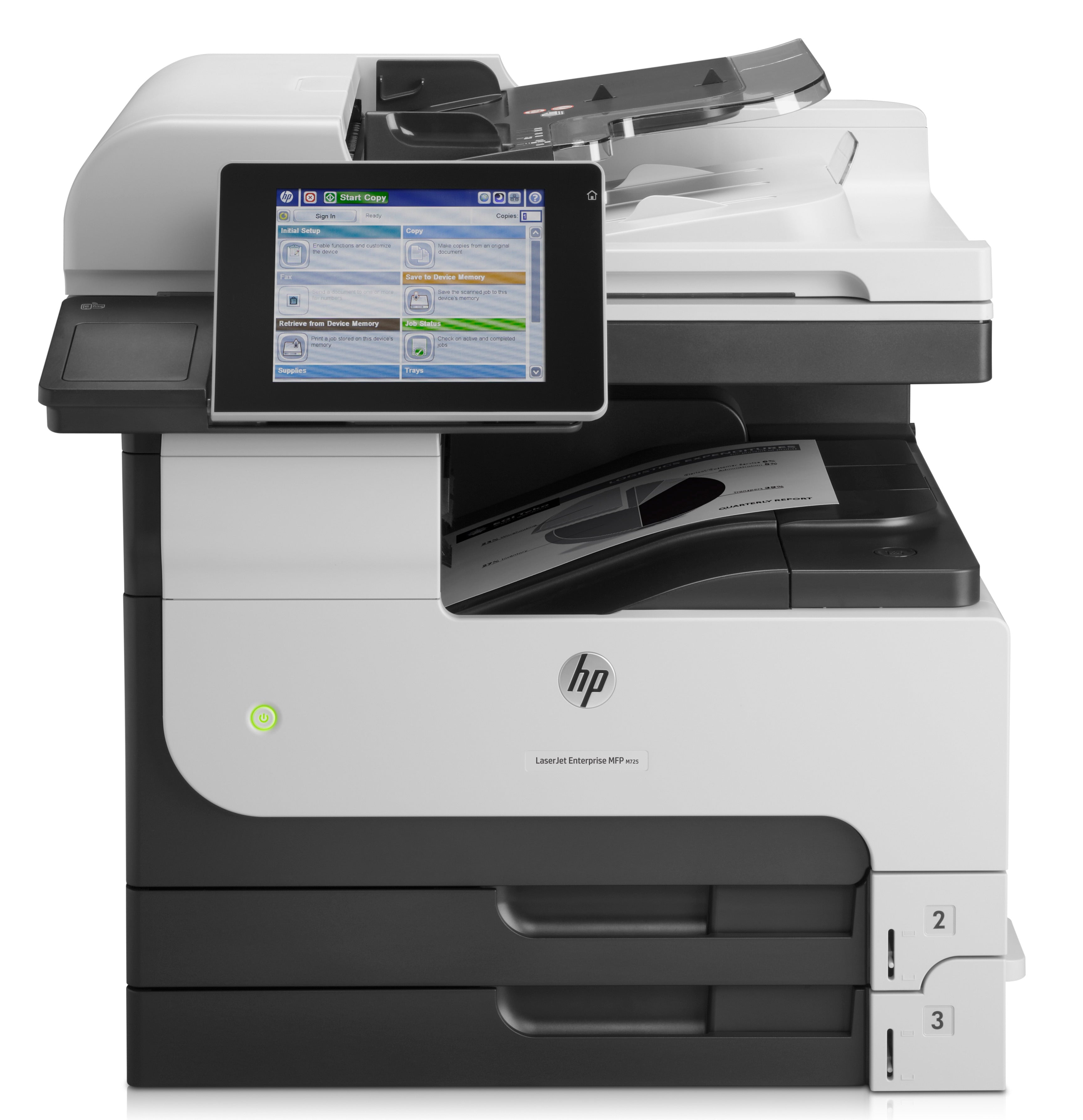 HP LaserJet Enterprise Imprimante multifonction MFP M725dn, Noir et blanc, Imprimante pour Entreprises, Impression, copie, numérisation, ADF de 100 pages; Impression USB en façade; Numérisation vers e-mail/PDF; Impression recto-verso