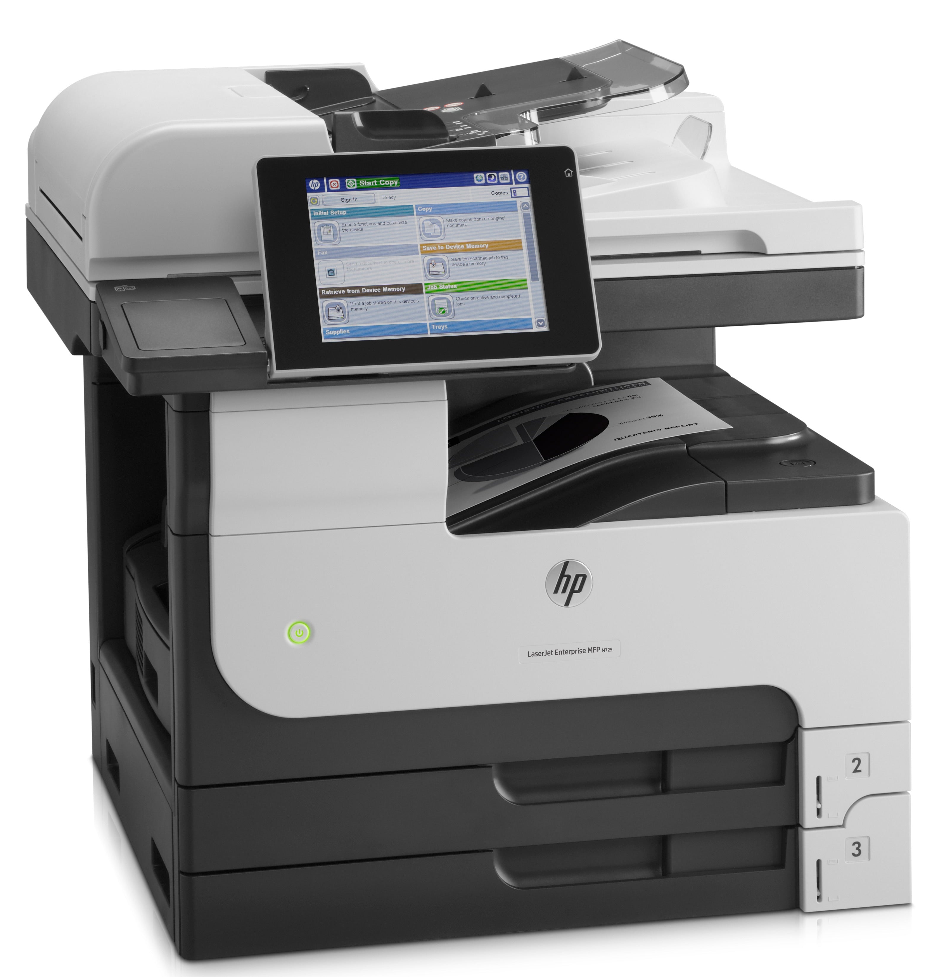 HP LaserJet Enterprise Imprimante multifonction MFP M725dn, Noir et blanc, Imprimante pour Entreprises, Impression, copie, numérisation, ADF de 100 pages; Impression USB en façade; Numérisation vers e-mail/PDF; Impression recto-verso