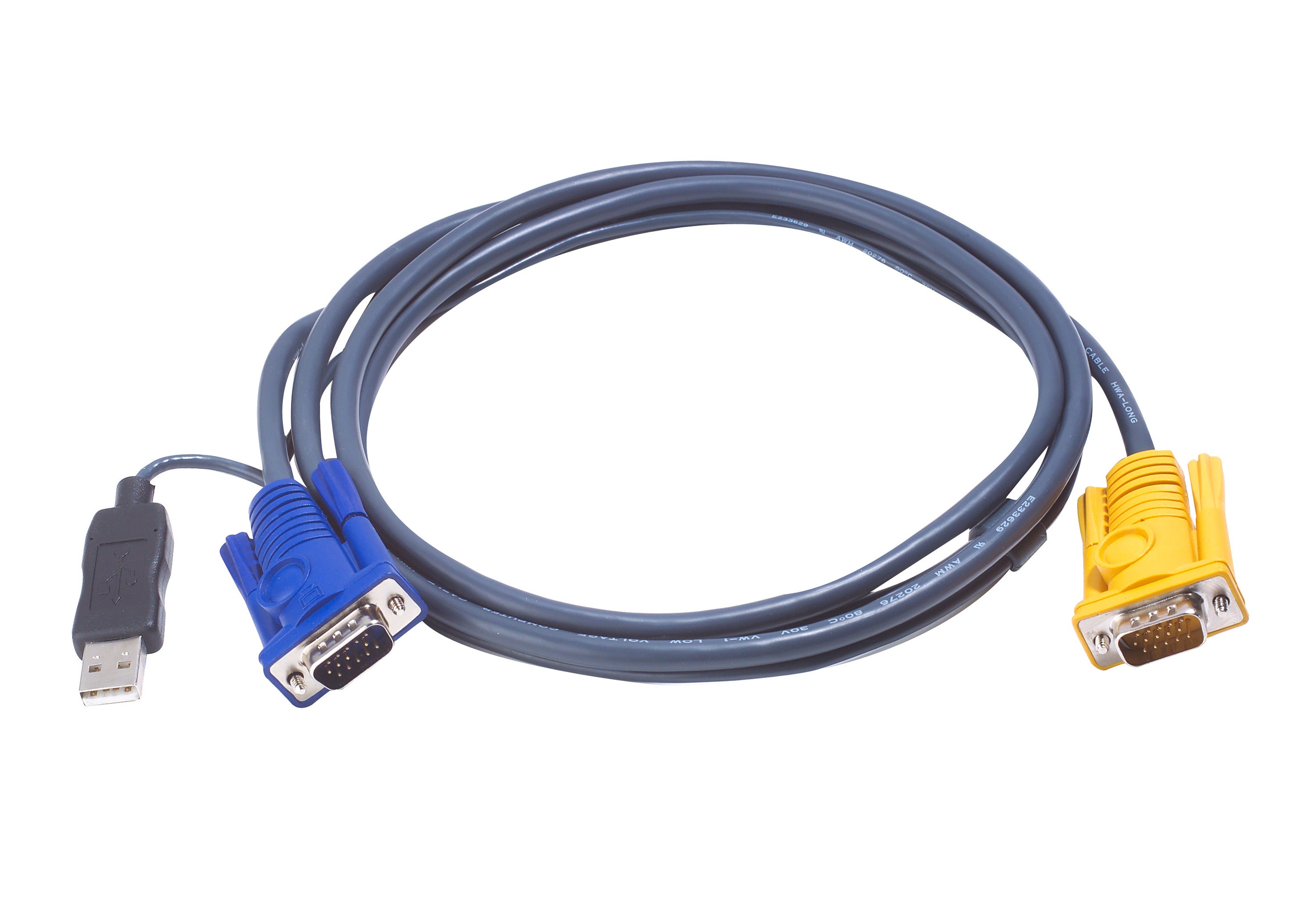 ATEN Câble KVM USB 1,8m avec SPHD 3 en 1 et convertisseur PS/2 vers USB intégré