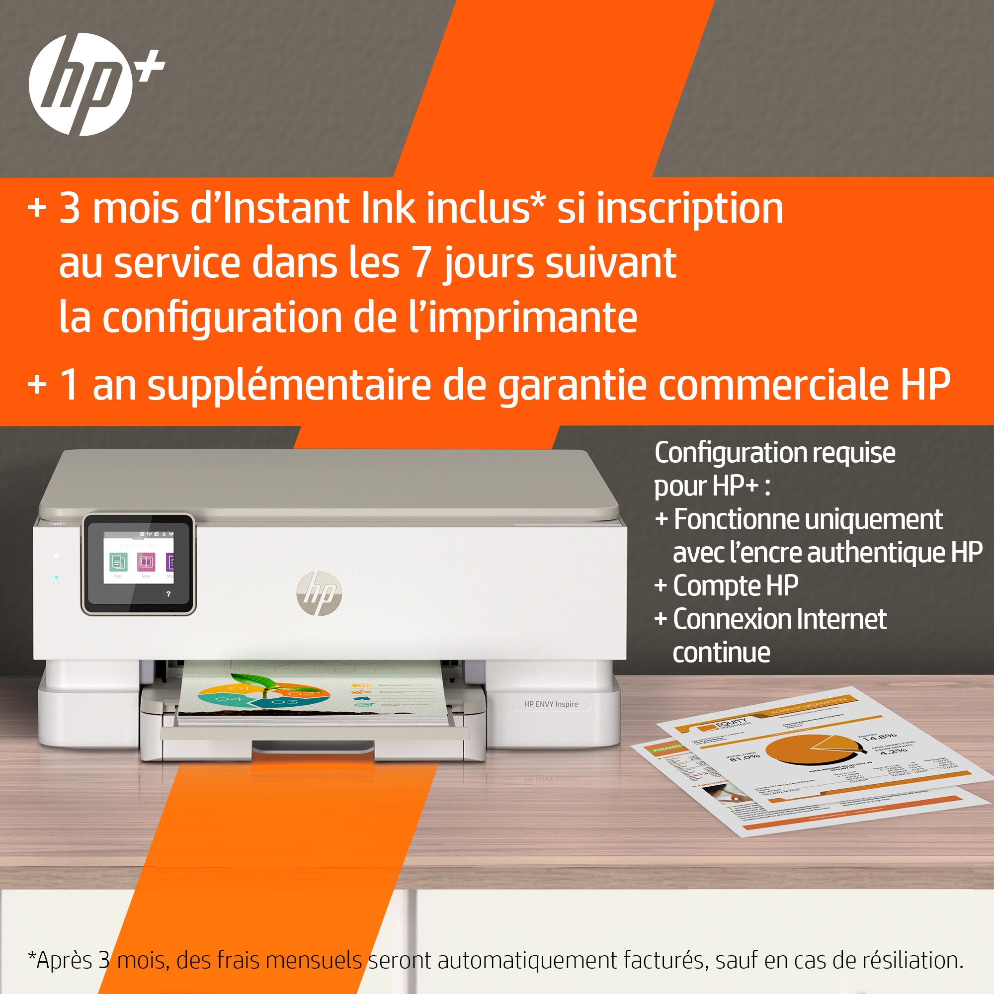 HP ENVY Inspire 7220e Sans fil All-in-One Couleur Imprimante, Instant Ink; copieur, scanner