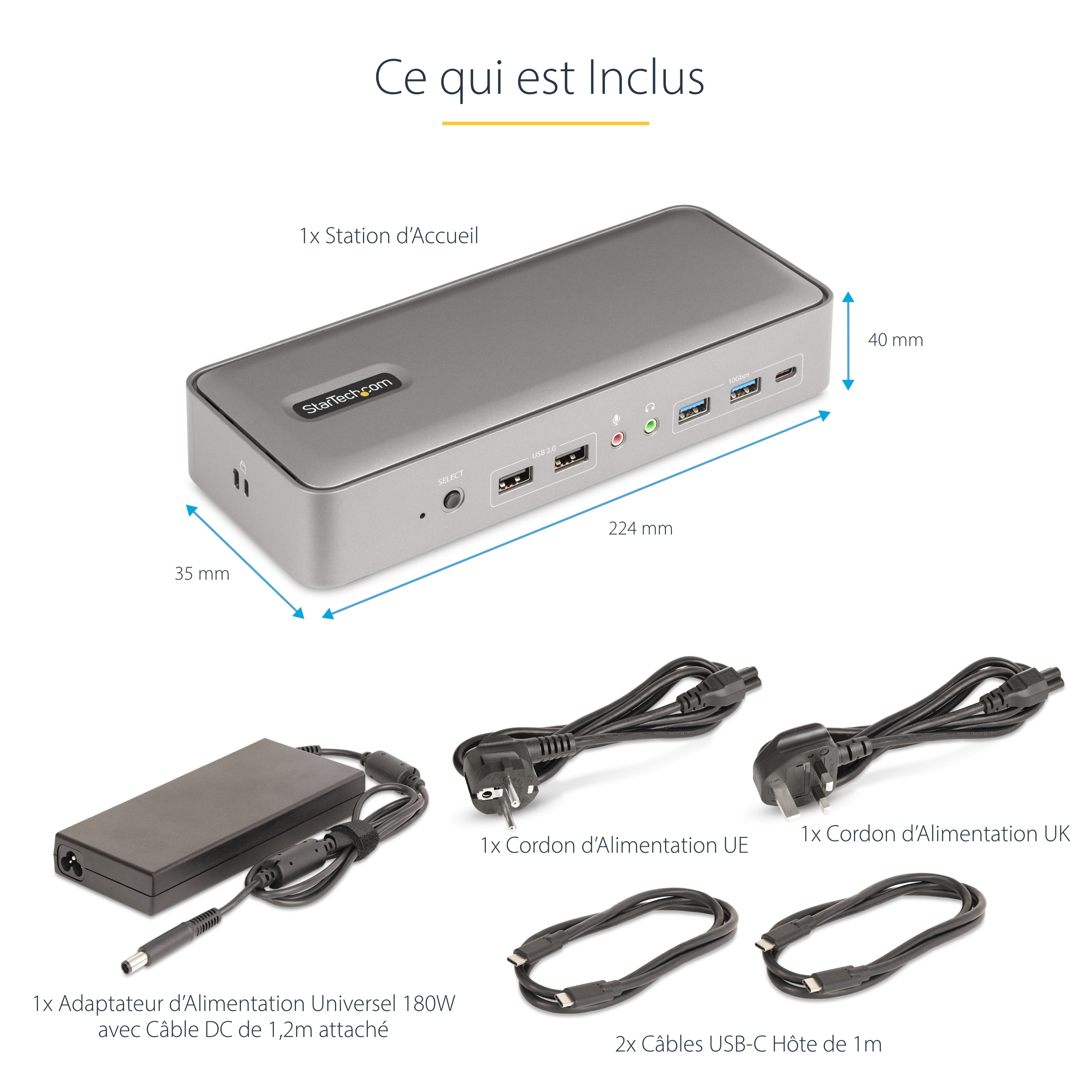 StarTech.com Docking Station KVM USB-C pour Deux PC Portables - Station d'Accueil DisplayPort 4K 60Hz pour 2 Moniteurs - Hub USB 5 Ports, GbE, Alimentation 90W/45W - Stations d'Accueil pour Ordinateur Portable