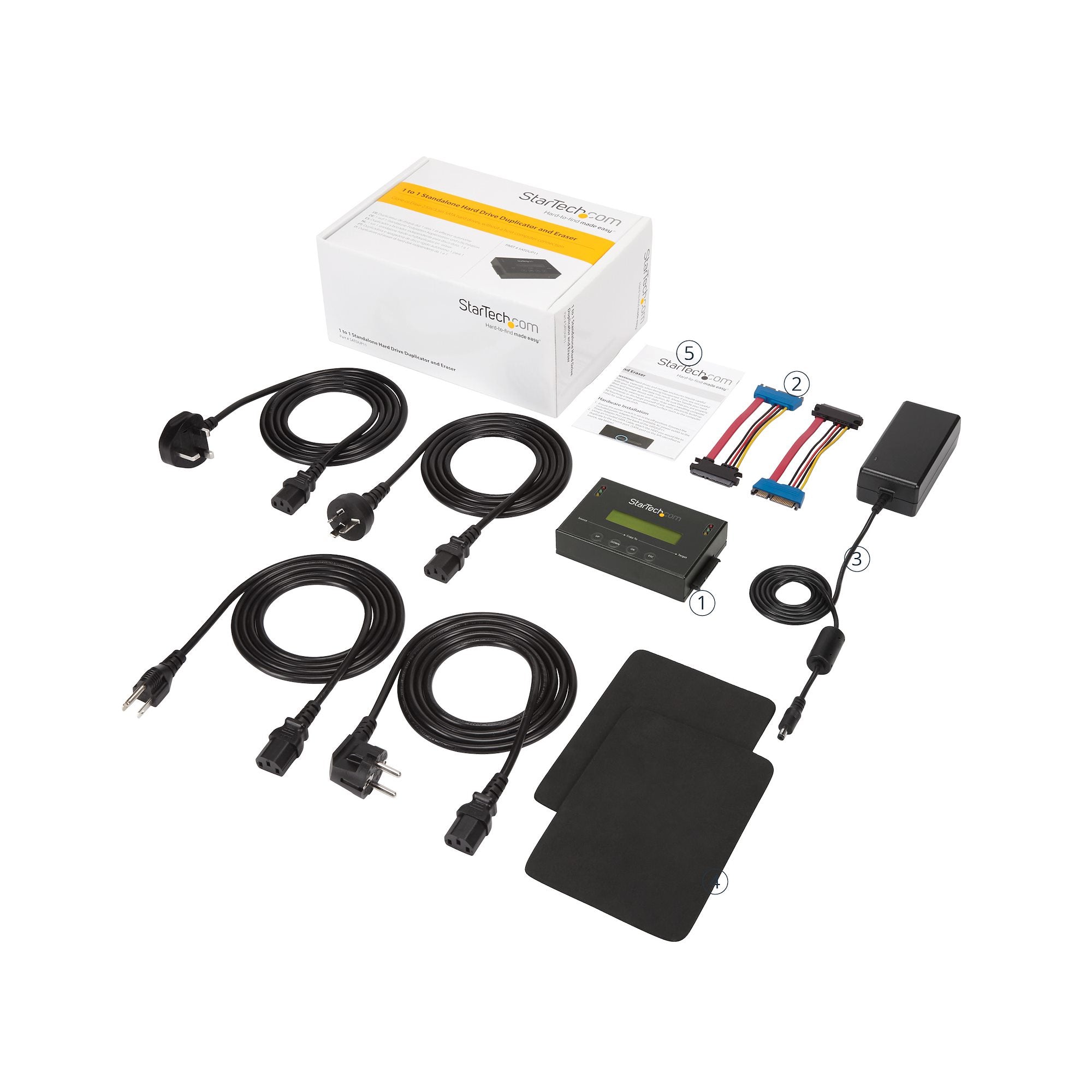 StarTech.com Duplicateur et Effaceur de Disque Dur Autonome 1:1, Cloneur et Effaceur de Disque SATA HDD/SSD, Écran LCD, Conforme TAA, Indépendant du Système d'Exploitation