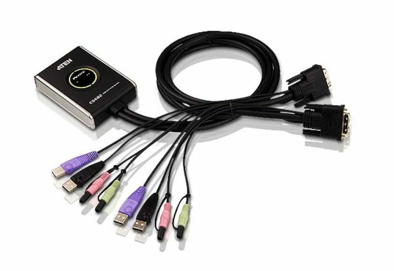 ATEN Commutateur KVM câble DVI/audio USB 2 ports avec sélecteur de port distant