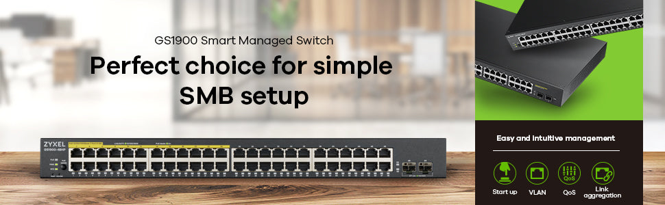 Zyxel GS1900-48-EU0102F commutateur réseau L2 Gigabit Ethernet (10/100/1000) Noir