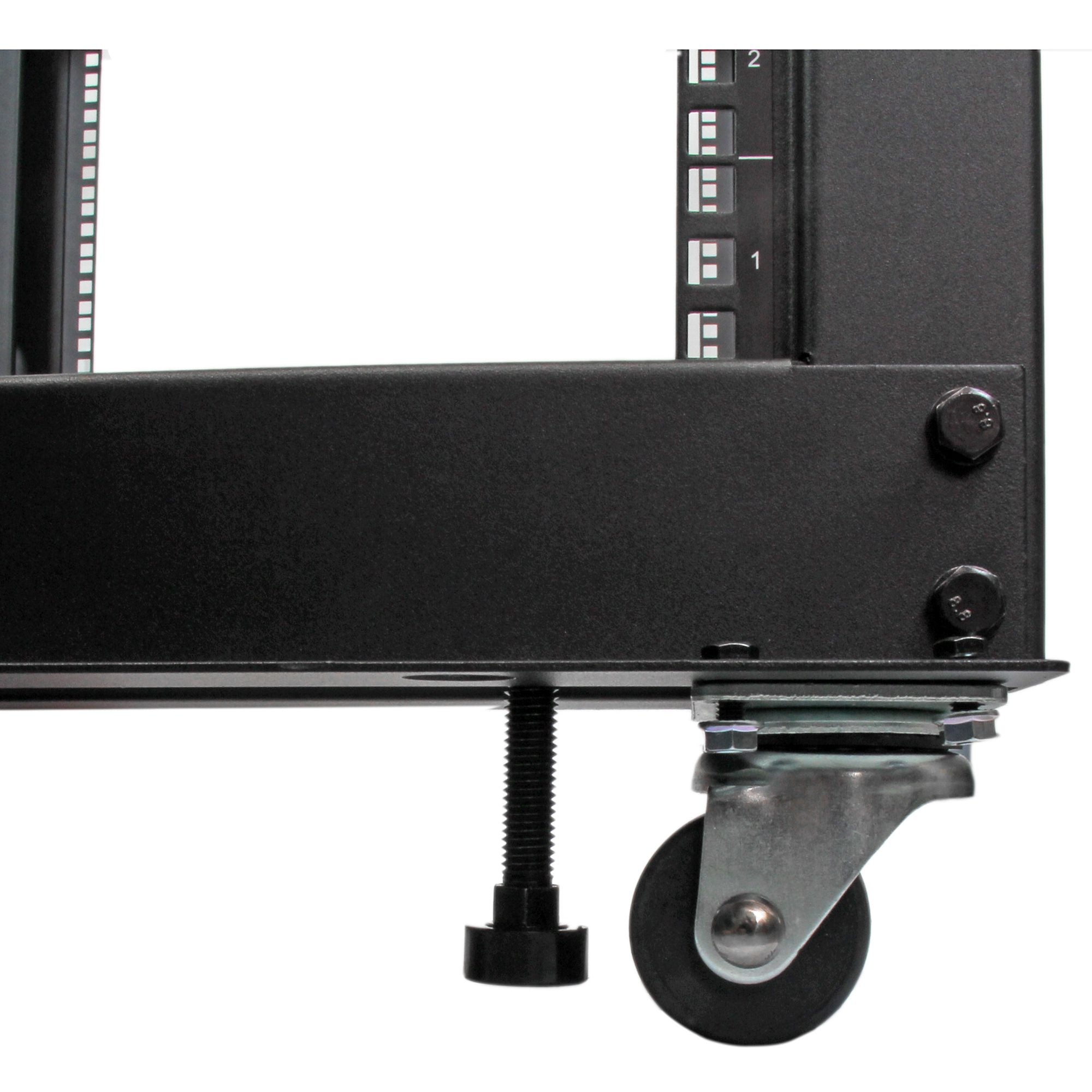 StarTech.com Rack Serveur Mobile 25U 4 Poteaux, Rack Réseau 19" 4 Poteaux avec Roulettes, Rack Roulant avec Profondeur Ajustable pour PC/AV/Données/Informatique - Roulettes, Pieds de nivellement ou Fixation au Sol