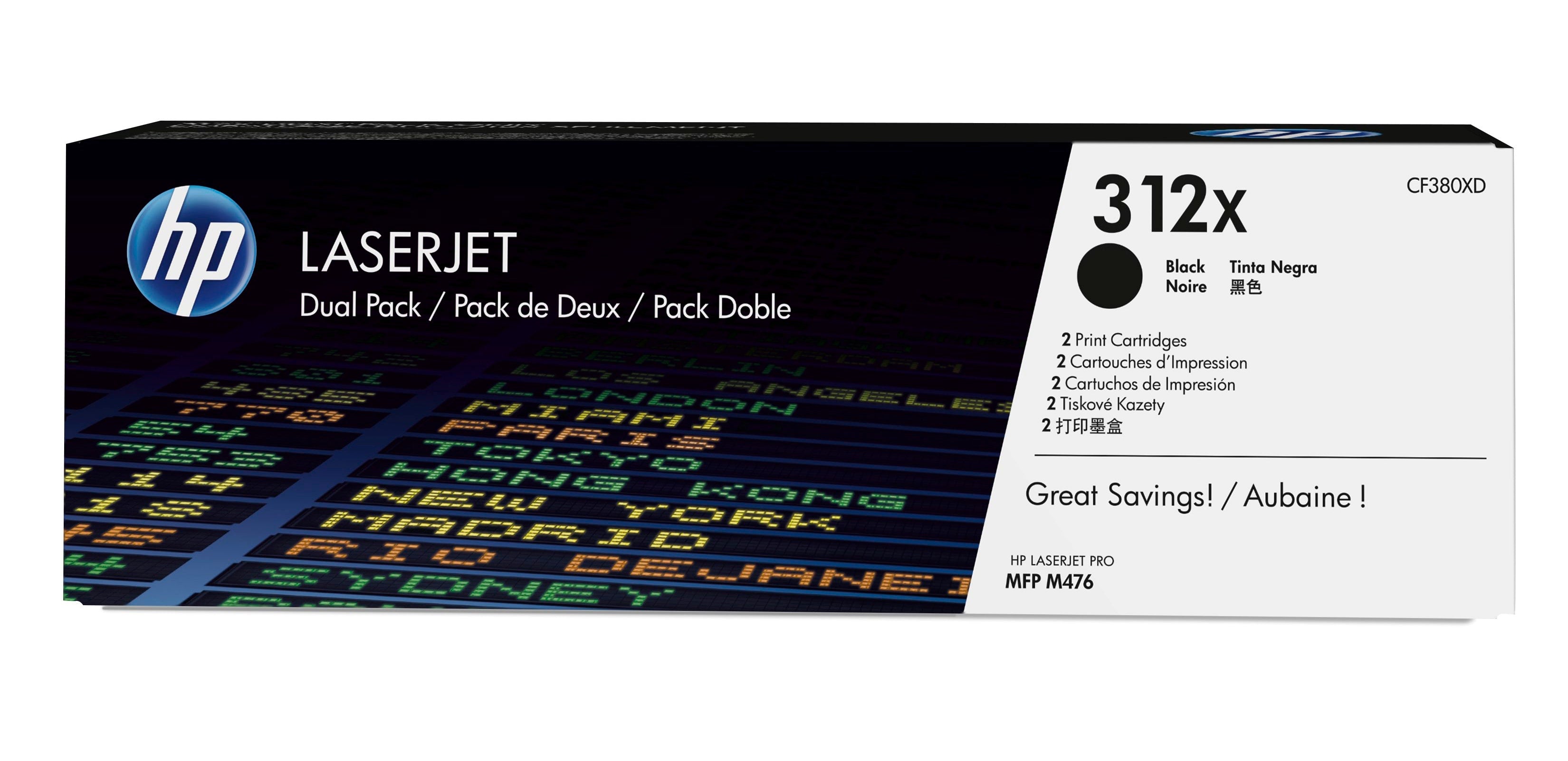 HP 312X pack de 2 toners LaserJet Noirs grande capacité authentiques