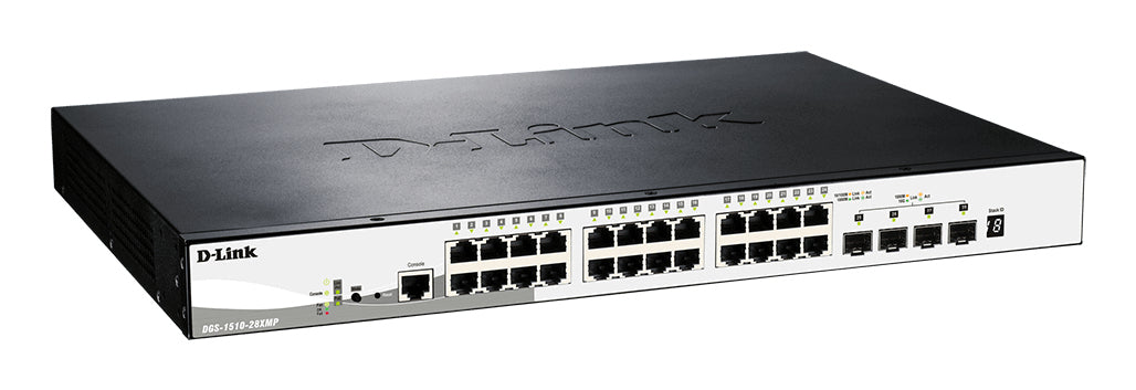 D-Link DGS-1510-28XMP Géré L2/L3 Gigabit Ethernet (10/100/1000) Connexion Ethernet, supportant l'alimentation via ce port (PoE) Noir, Gris