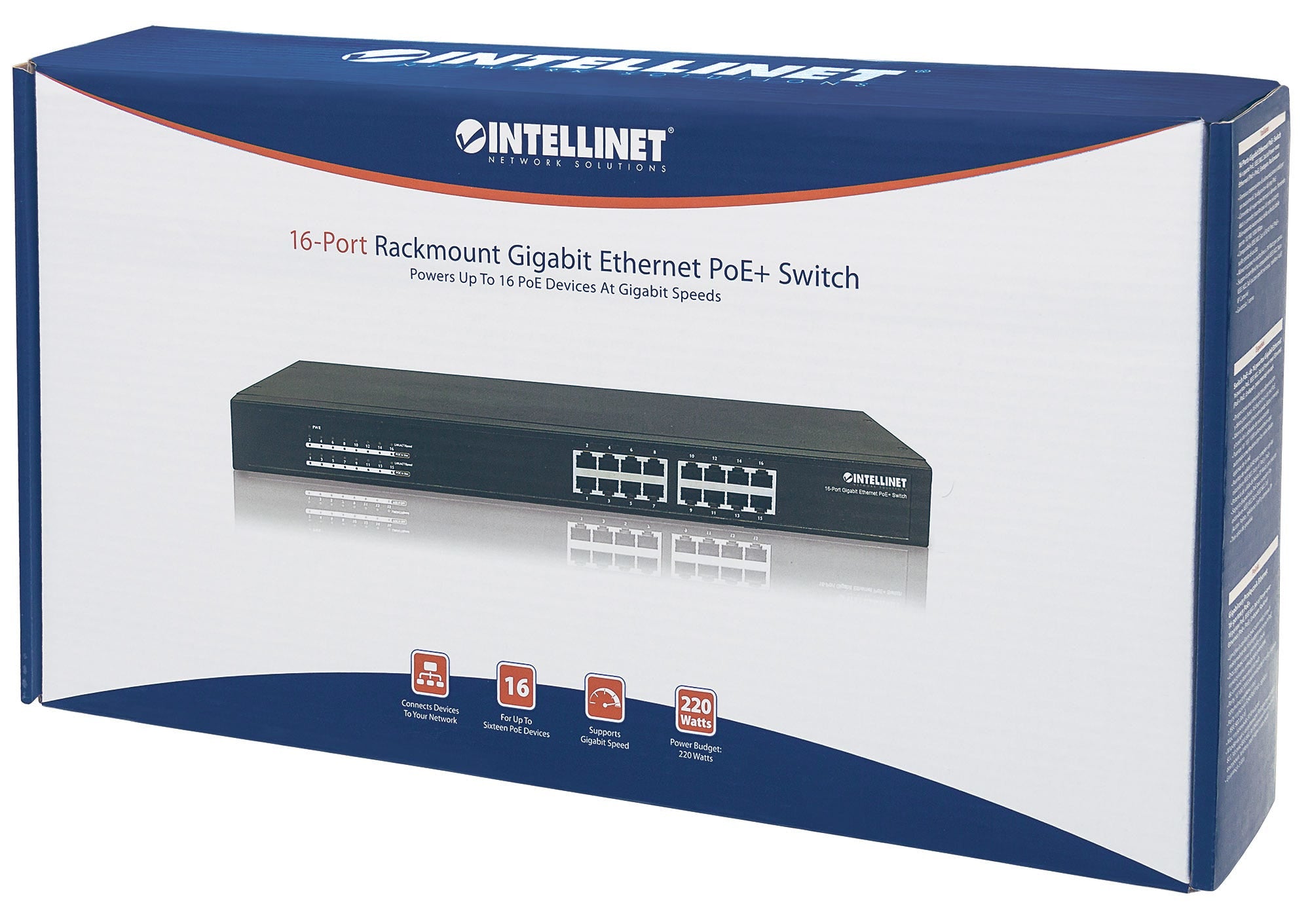 Intellinet 560993 commutateur réseau Non-géré L2 Gigabit Ethernet (10/100/1000) Connexion Ethernet, supportant l'alimentation via ce port (PoE) 1U Noir