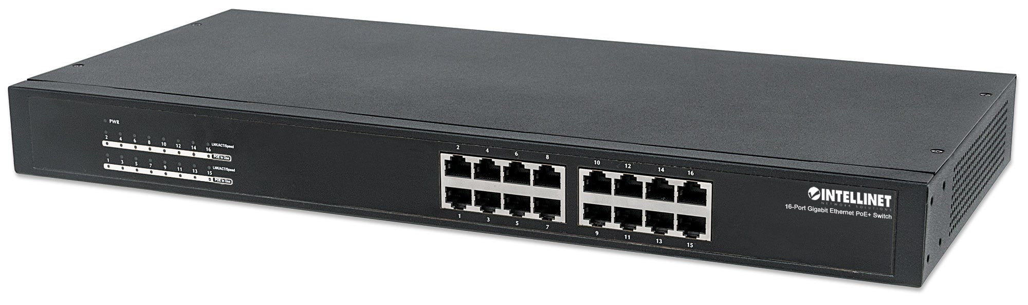 Intellinet 560993 commutateur réseau Non-géré L2 Gigabit Ethernet (10/100/1000) Connexion Ethernet, supportant l'alimentation via ce port (PoE) 1U Noir