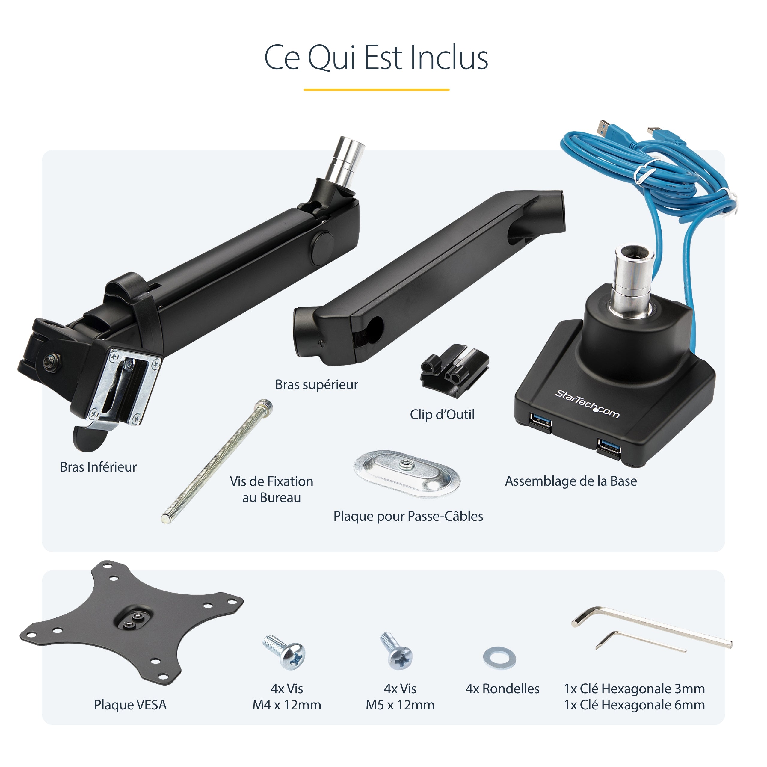 StarTech.com ARMSLIM2USB3 support d'écran plat pour bureau 86,4 cm (34") Noir