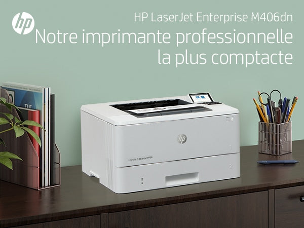 HP LaserJet Enterprise M406dn, Noir et blanc, Imprimante pour Entreprises, Imprimer, Taille compacte; Sécurité renforcée; Impression recto-verso; Éco-énergétique; Impression USB en façade