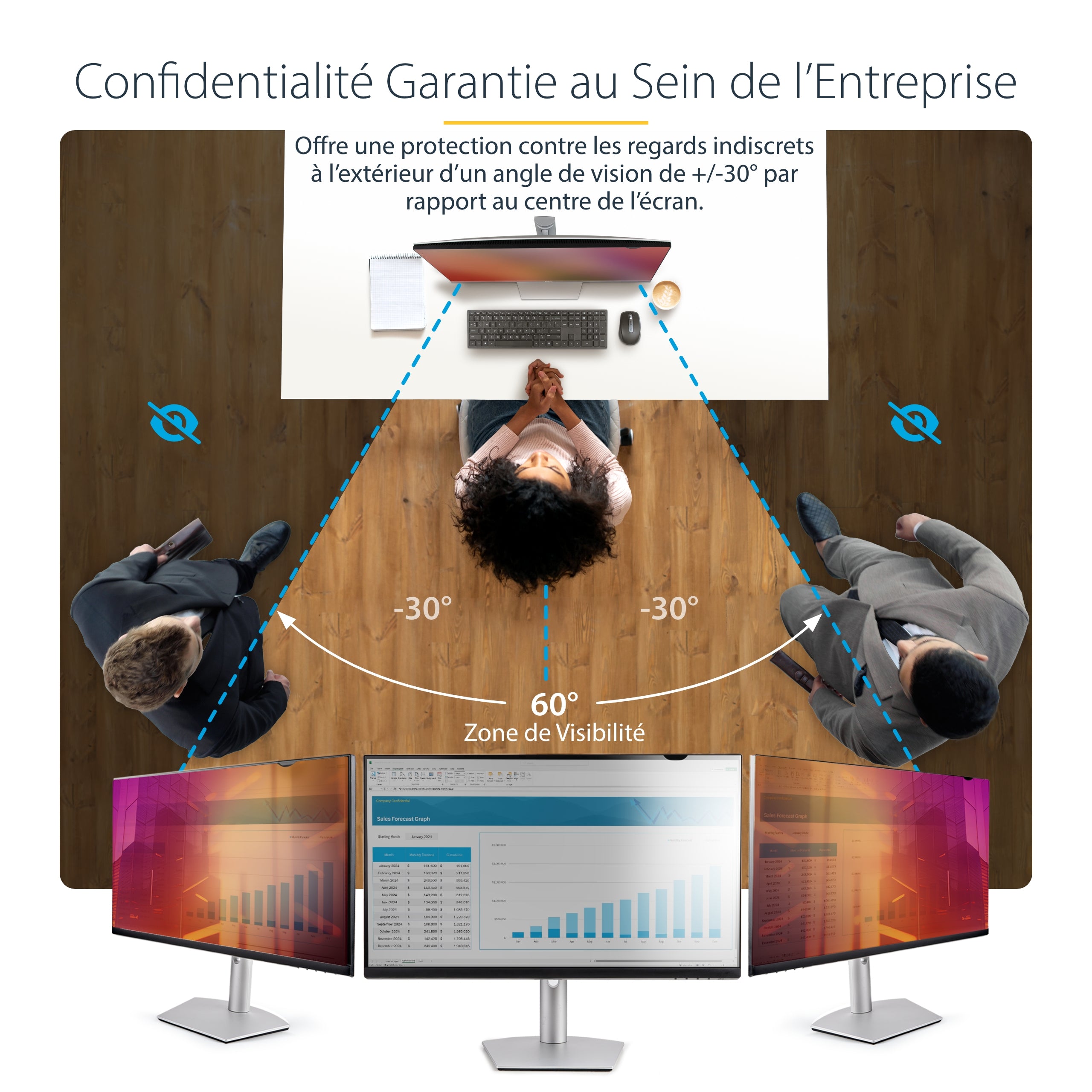 StarTech.com Filtre de Confidentialité pour Écran 27 pouces 16:9, Écran de Confidentialité Réversible Or, Filtre Anti Reflet pour Ordinateur Amélioré, Bouclier de Sécurité, +/- 30 Degrés