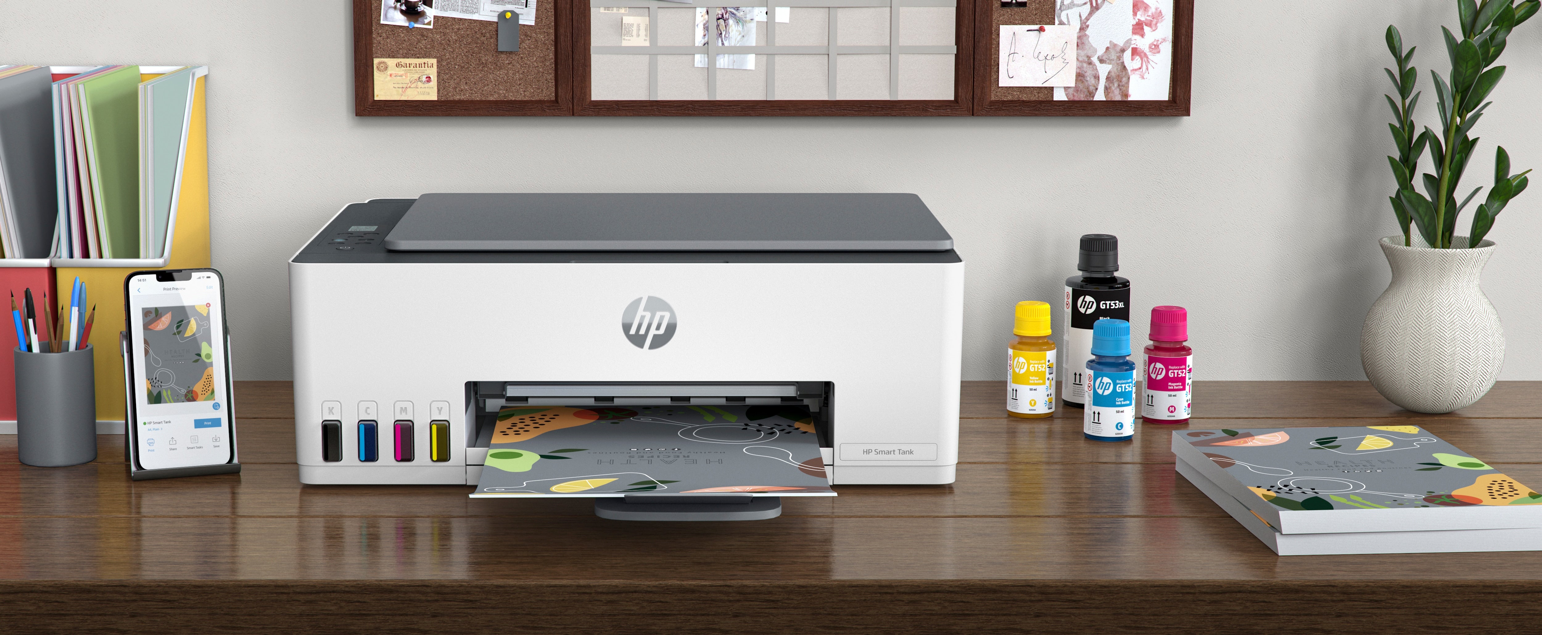 HP Smart Tank Imprimante Tout-en-un 580, Home and home office, Print, copy, scan, Wireless; High-volume printer tank; Print from phone or tablet; Scan to PDF