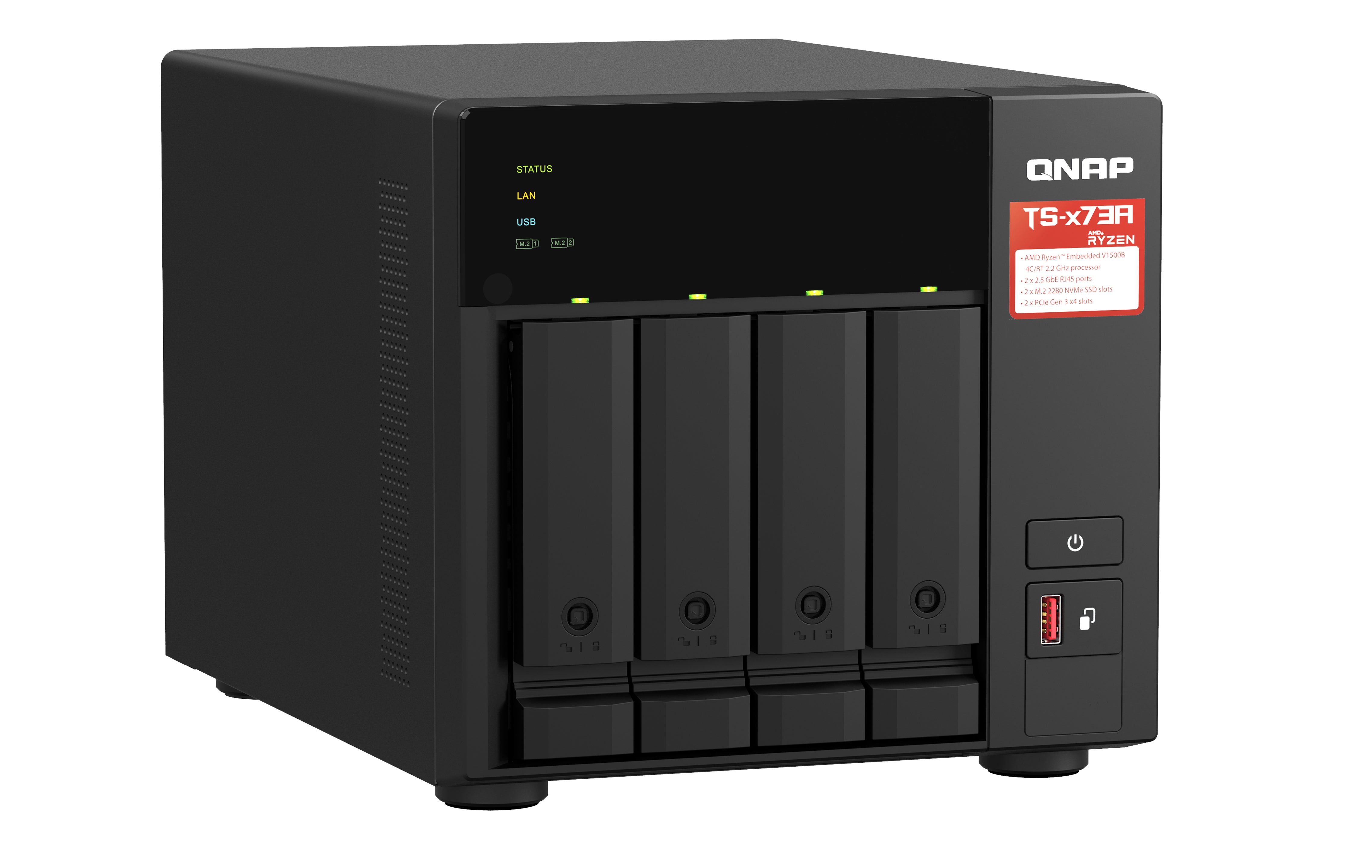 QNAP TS-473A + QSW-1105-5T Bundle Pack NAS Tower Ryzen Embedded V1500B 8 Go DDR4 0 To QNAP Turbo System Noir