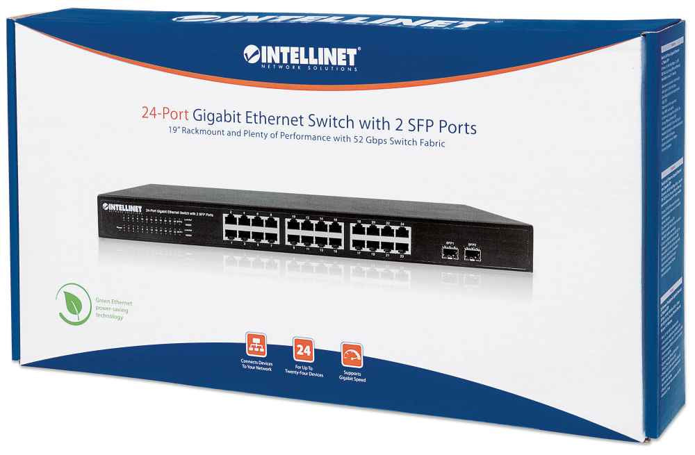 Intellinet 561044 commutateur réseau Non-géré L2 Gigabit Ethernet (10/100/1000) 1U Noir