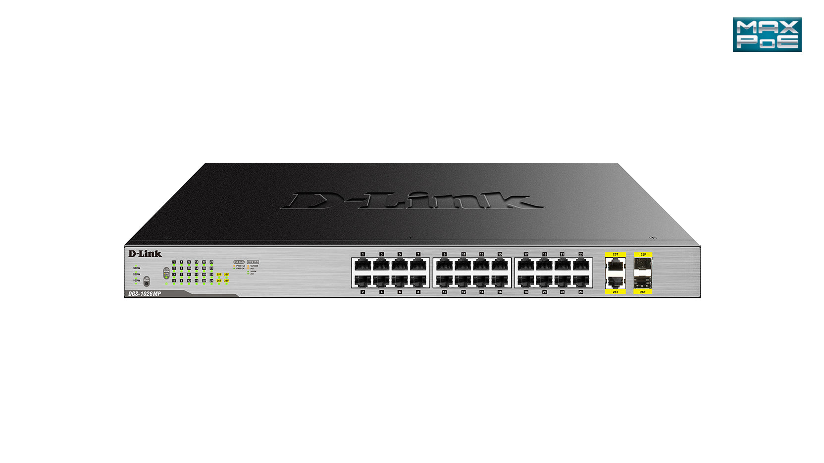 D-Link DGS-1026MP commutateur réseau Non-géré Gigabit Ethernet (10/100/1000) Connexion Ethernet, supportant l'alimentation via ce port (PoE) Noir, Gris