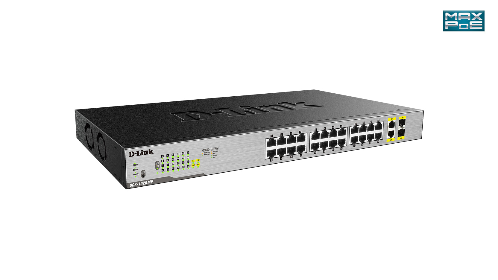 D-Link DGS-1026MP commutateur réseau Non-géré Gigabit Ethernet (10/100/1000) Connexion Ethernet, supportant l'alimentation via ce port (PoE) Noir, Gris