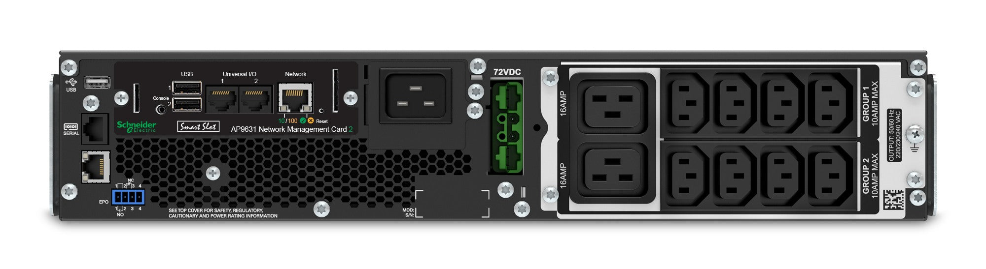 APC Smart-UPS en ligne SRT2200RMXLI-NC - 2200 VA, 8x C13 et 2x C19, montage en rack, NMC