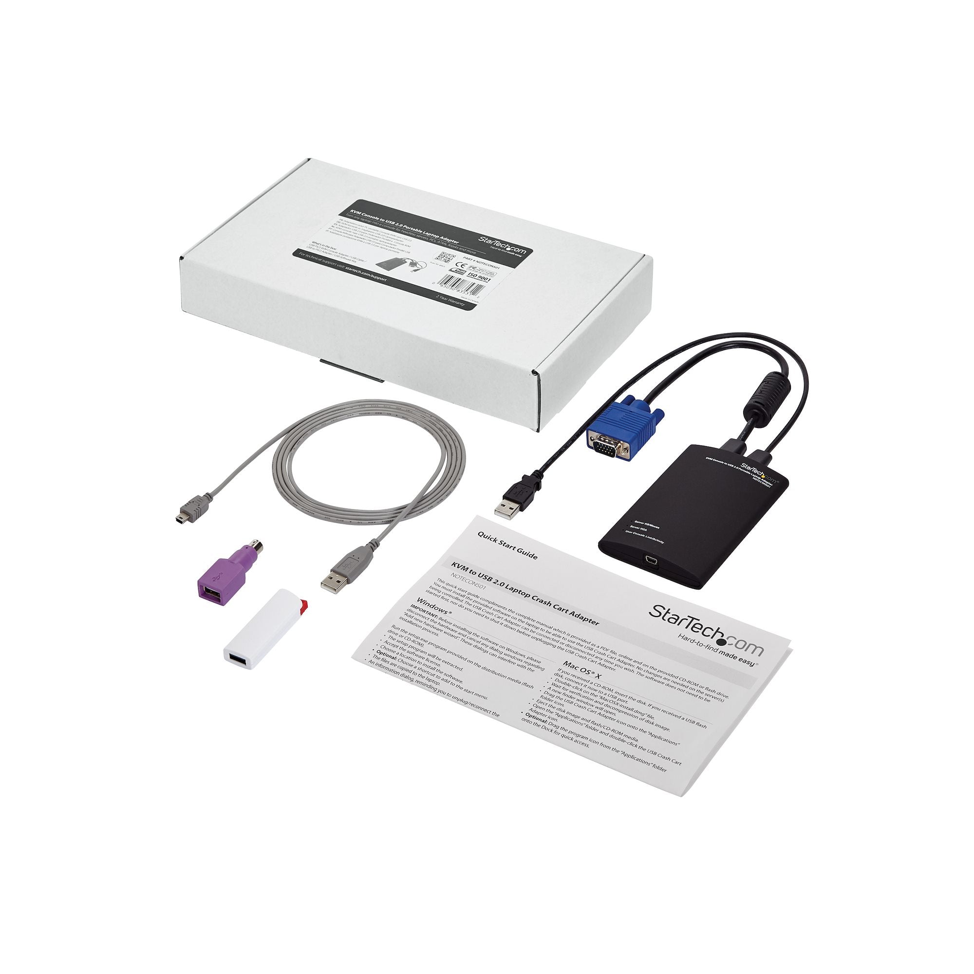 StarTech.com Adaptateur crash cart pour PC portable - Console KVM vers USB 2.0